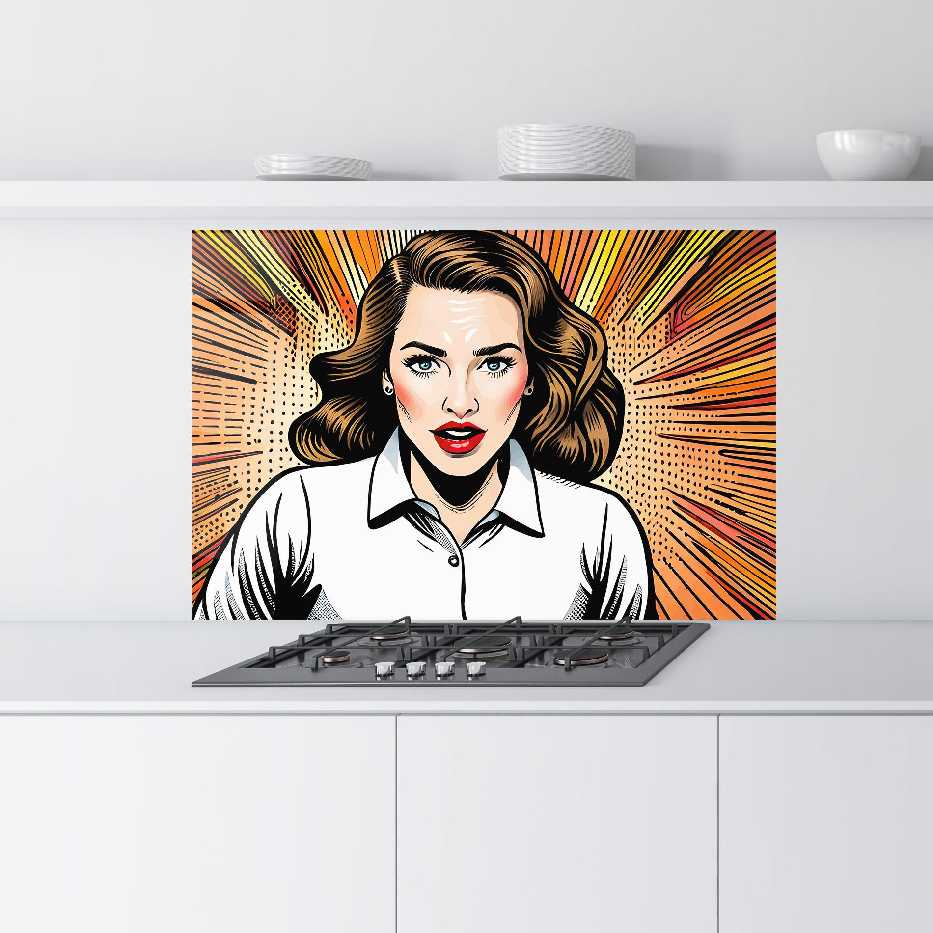 Panou Sticla Bucatarie Blue Eye Pop Art mockup 9