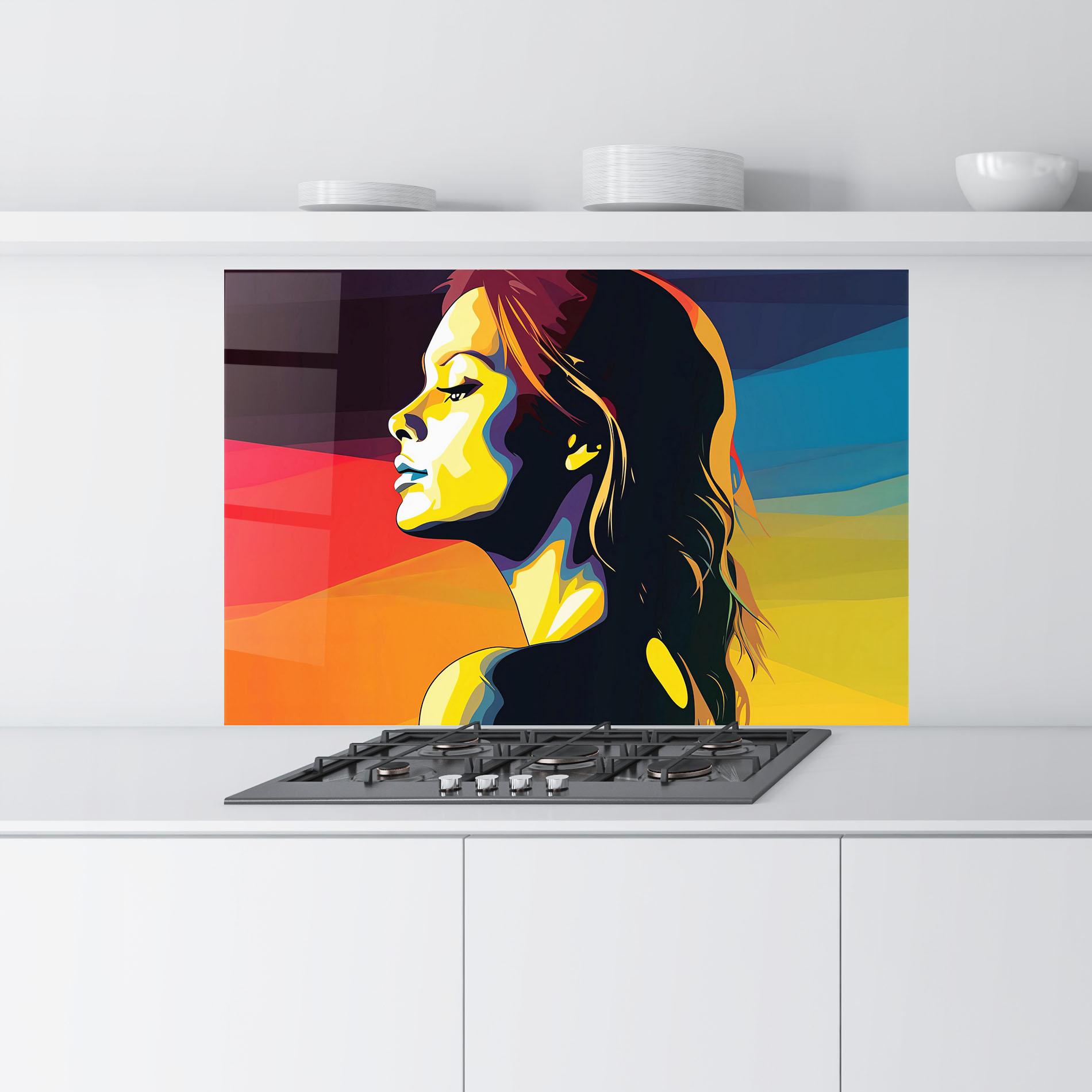 Panou Sticla Bucatarie Yellow Light Pop Art mockup 9