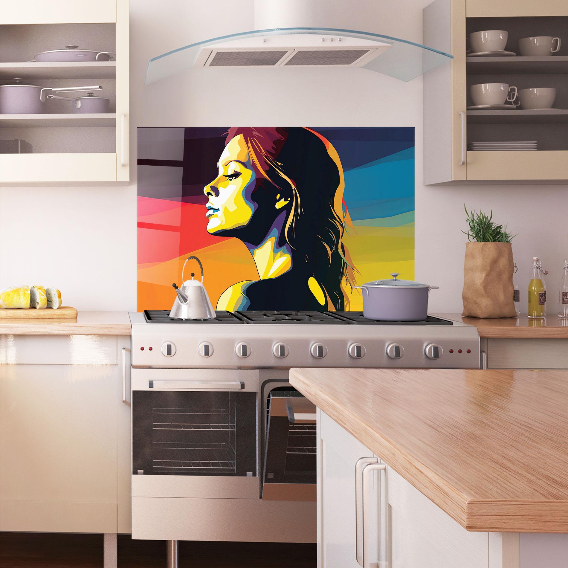 Panou Sticla Bucatarie Yellow Light Pop Art mockup 1