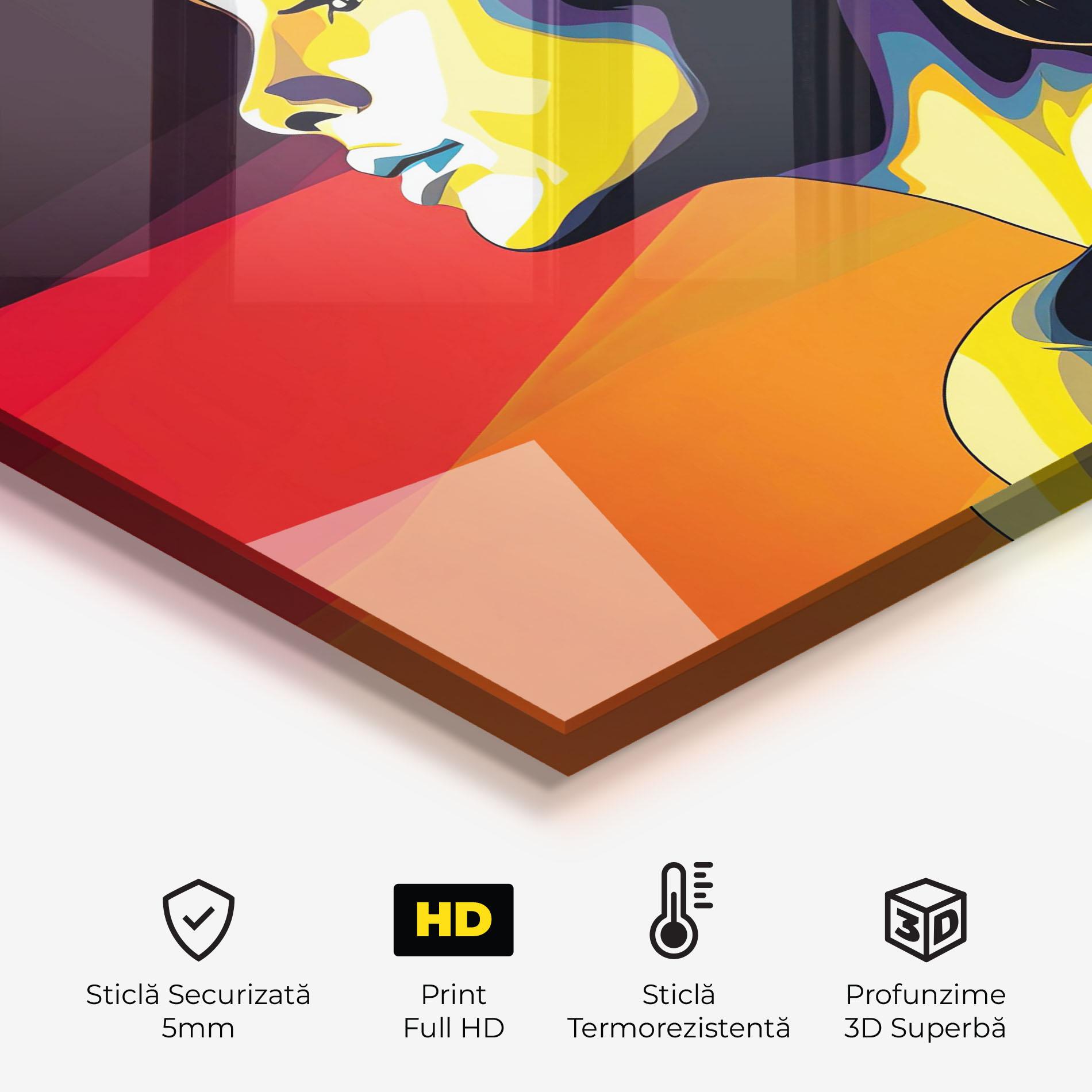 Panou Sticla Bucatarie Yellow Light Pop Art mockup 2