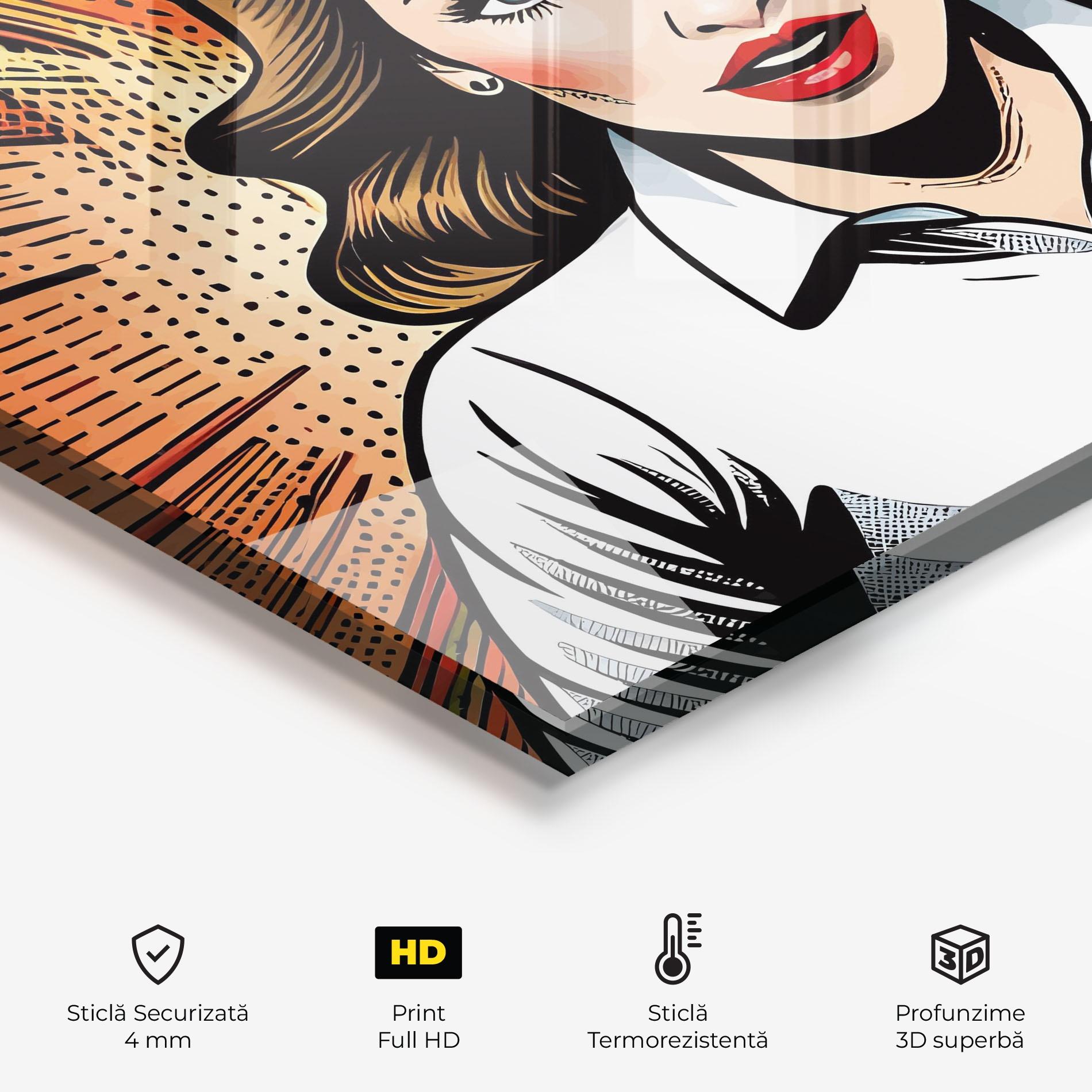 Panou Sticla Bucatarie Blue Eye Pop Art mockup 2