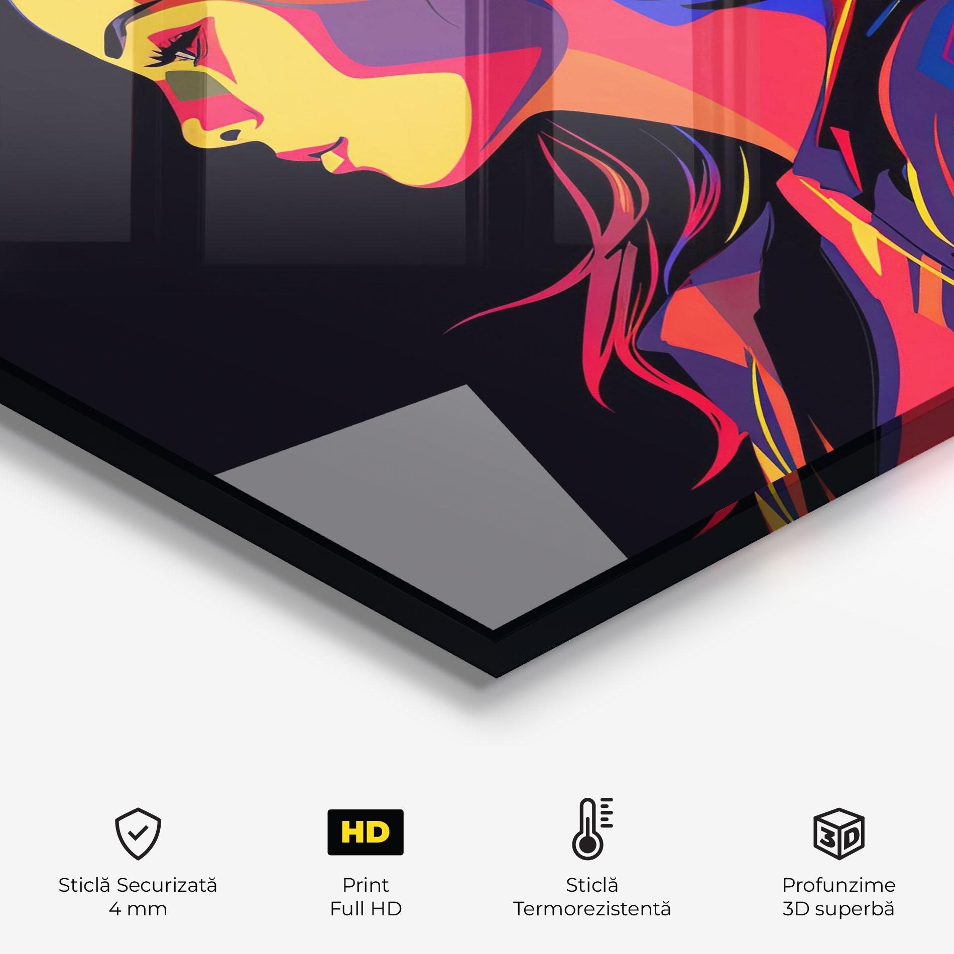 Panou Sticla Bucatarie Minimalist Pop Female mockup 2