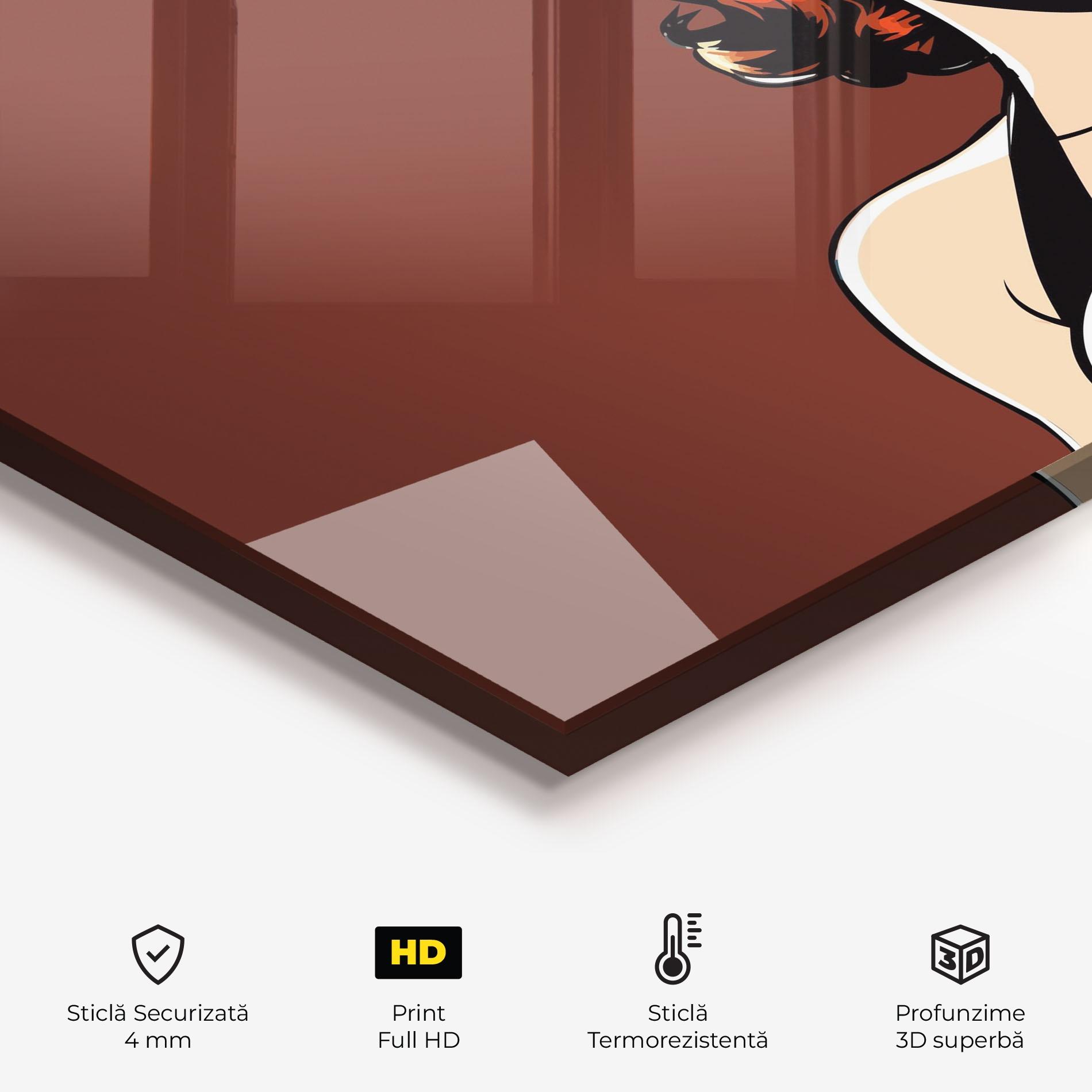 Panou Sticla Bucatarie Pop Beautiful Woman mockup 2