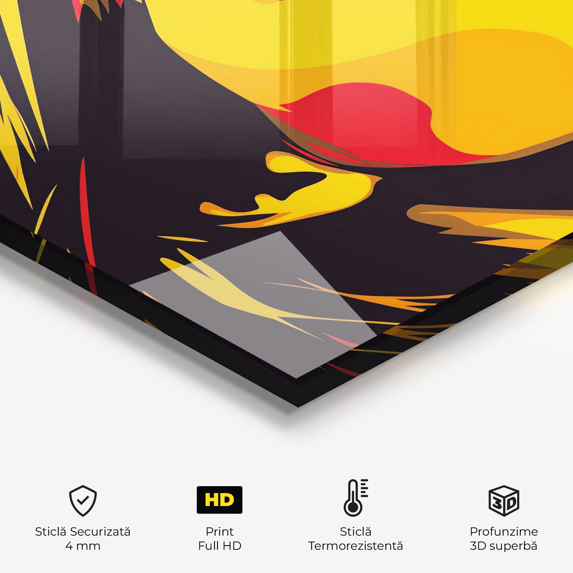 Panou Sticla Bucatarie Pop Red Yellow Girl mockup 2