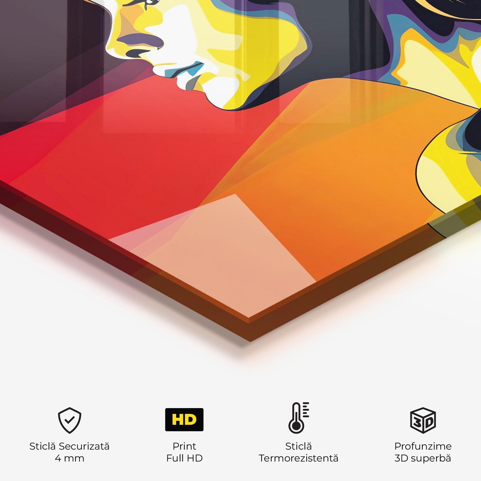 Panou Sticla Bucatarie Yellow Light Pop Art mockup 2