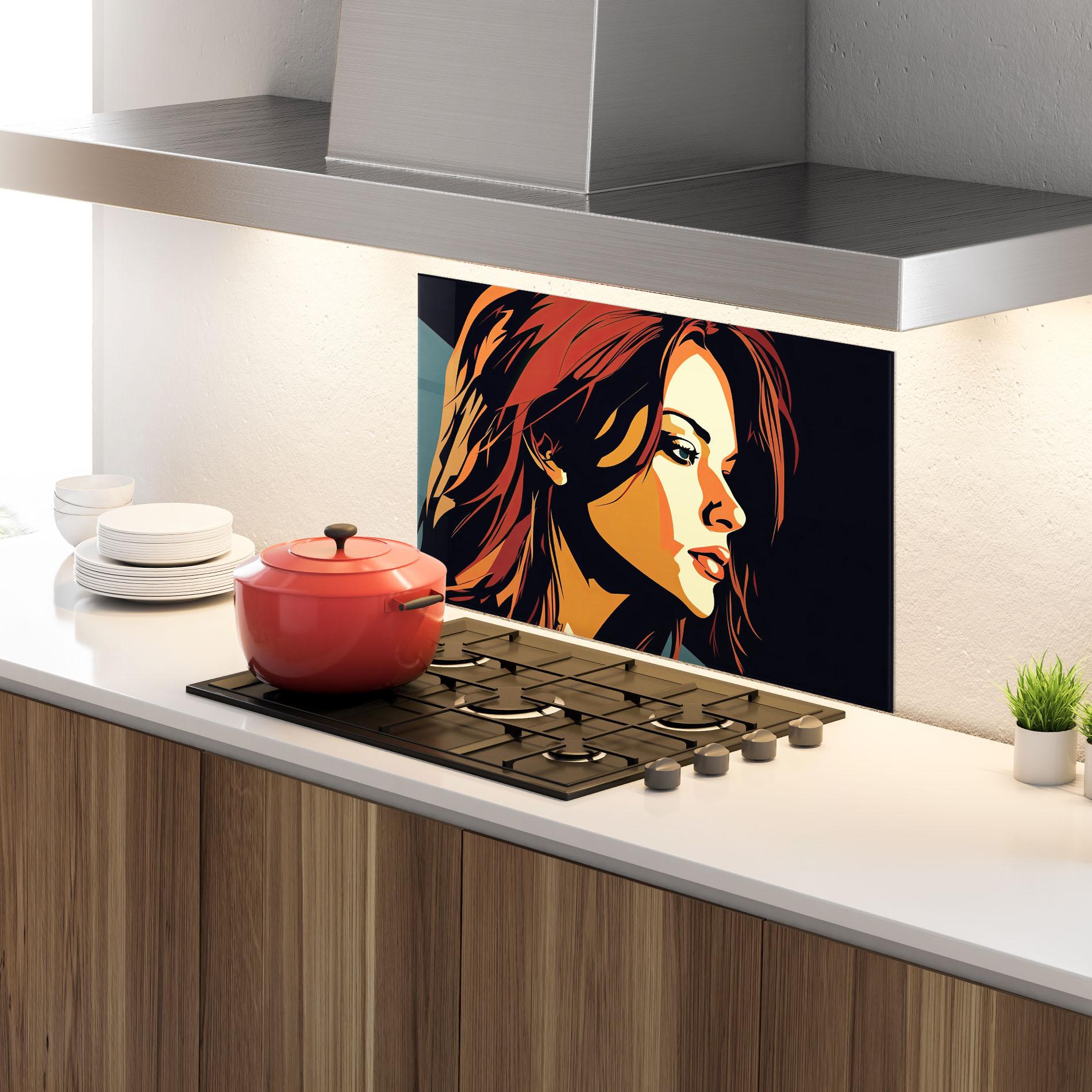 Panou Sticla Bucatarie Brown Pop Hair mockup 4