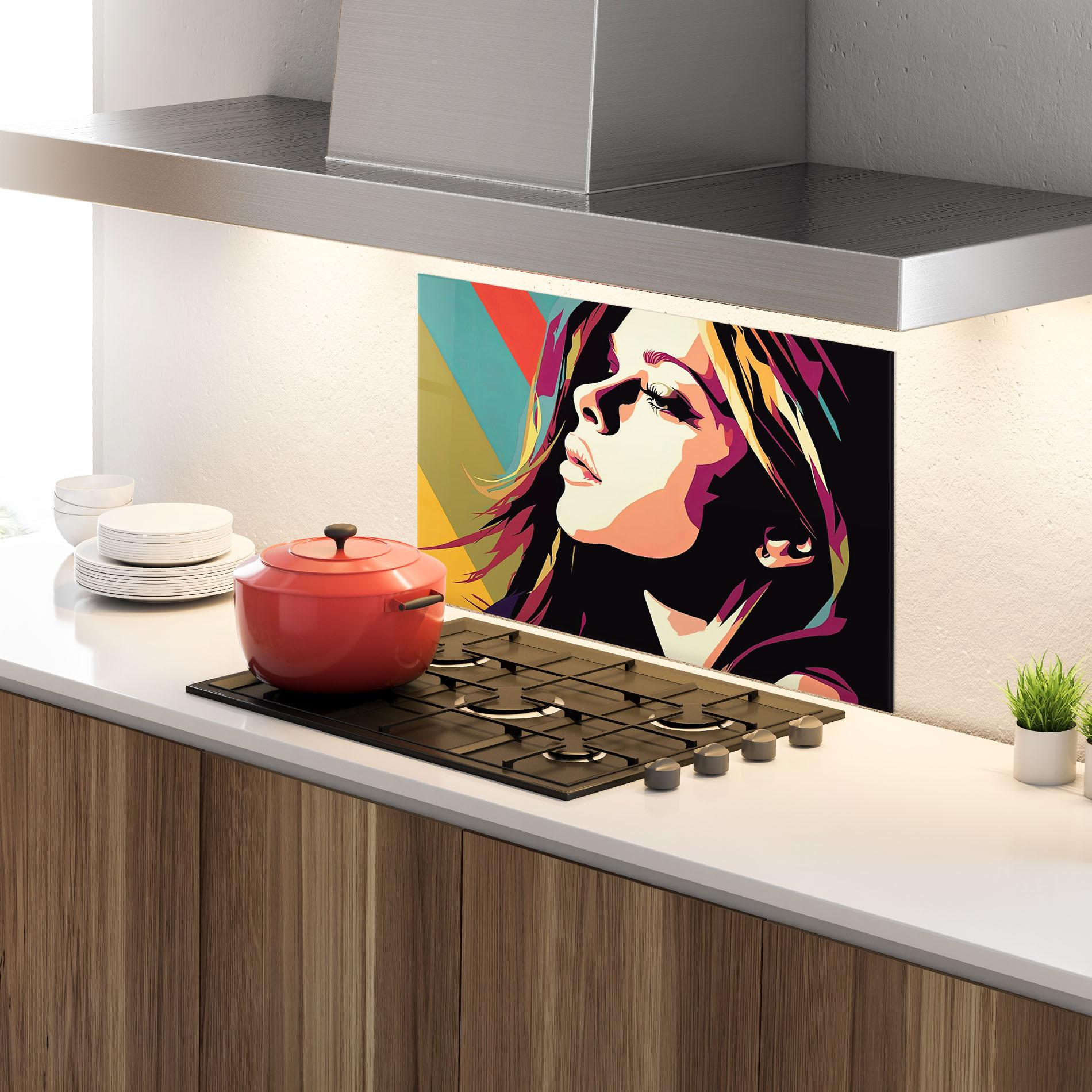 Panou Sticla Bucatarie Cream Pop Art mockup 4