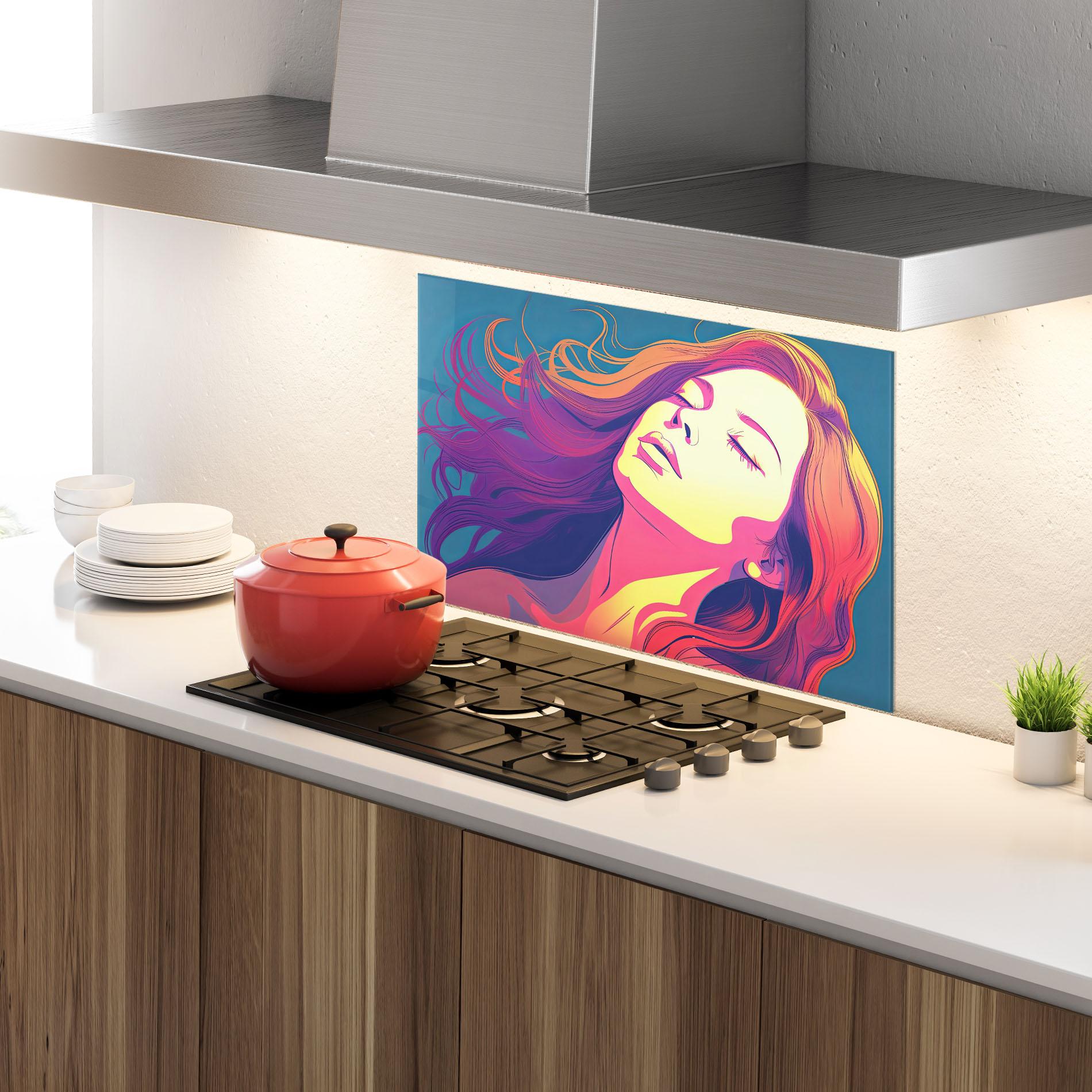 Panou Sticla Bucatarie Long Pop Hair mockup 4