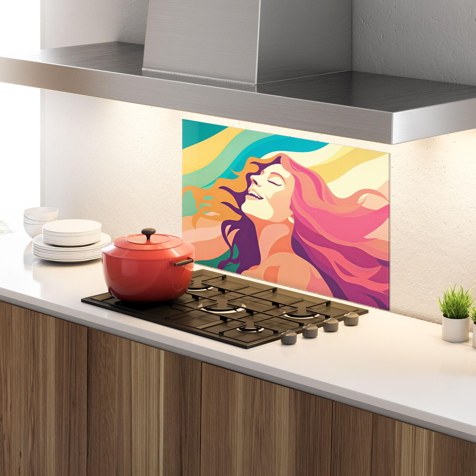 Panou Sticla Bucatarie Pink Pop Hair mockup 4