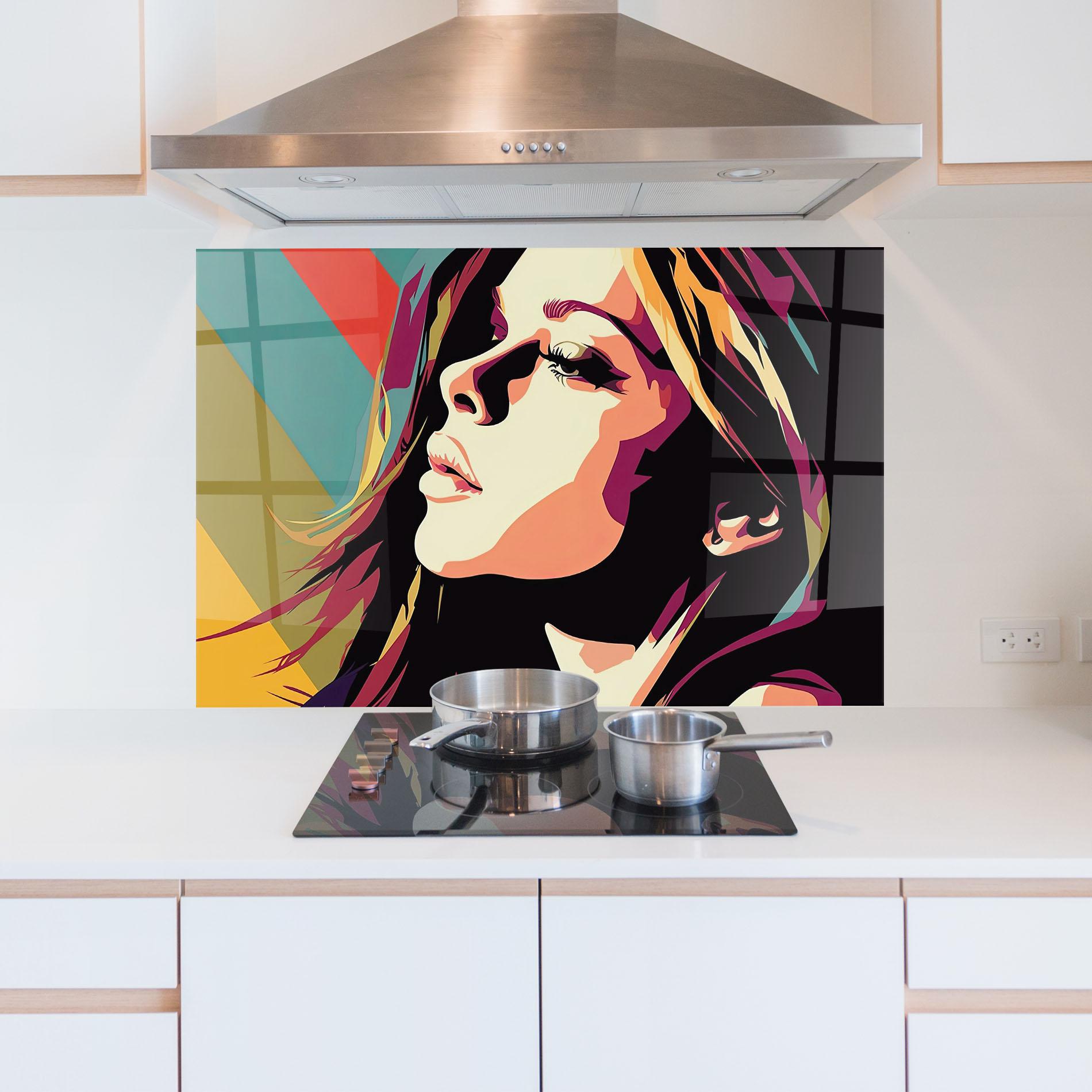 Panou Sticla Bucatarie Cream Pop Art mockup 5