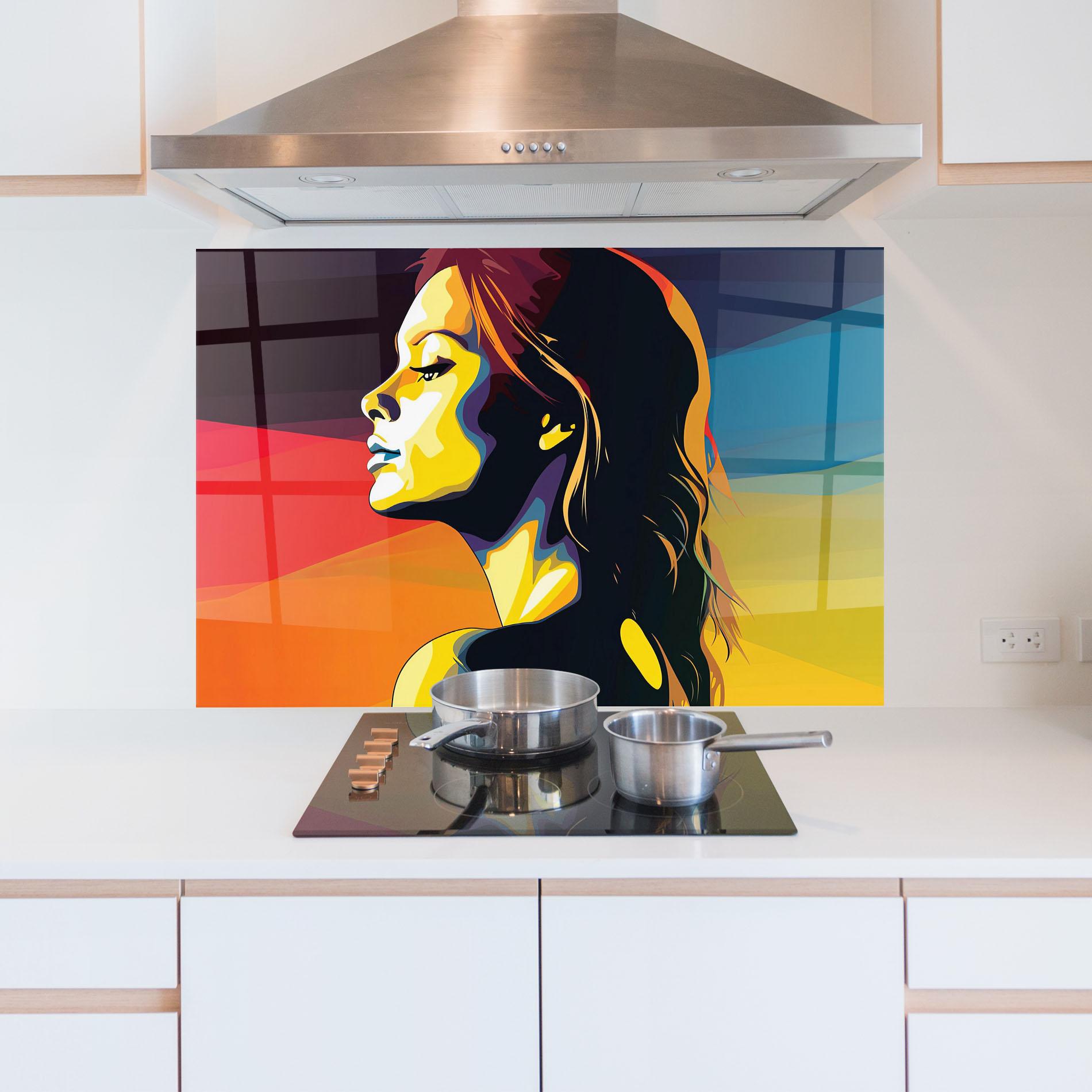 Panou Sticla Bucatarie Yellow Light Pop Art mockup 5