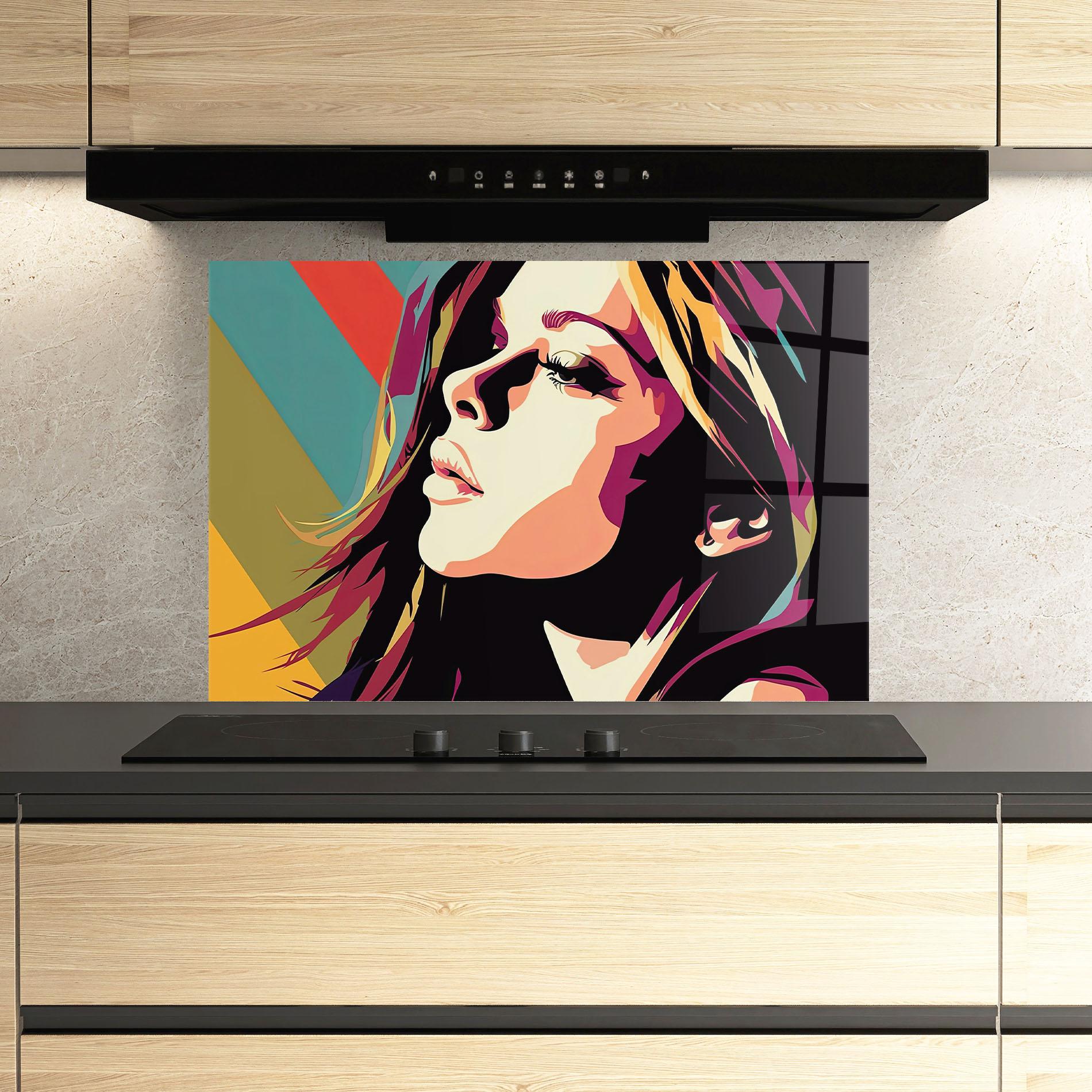 Panou Sticla Bucatarie Cream Pop Art mockup 3