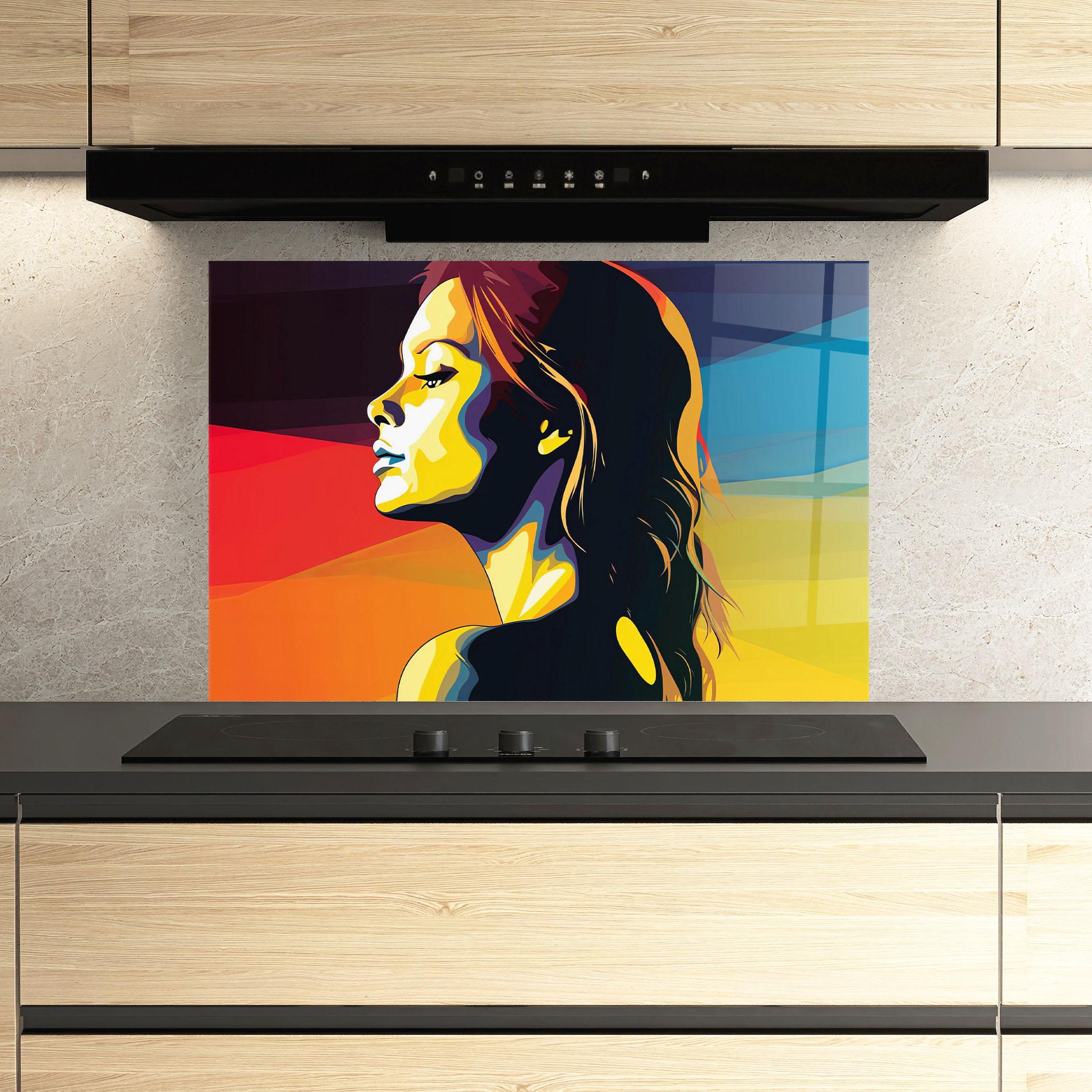 Panou Sticla Bucatarie Yellow Light Pop Art mockup 3