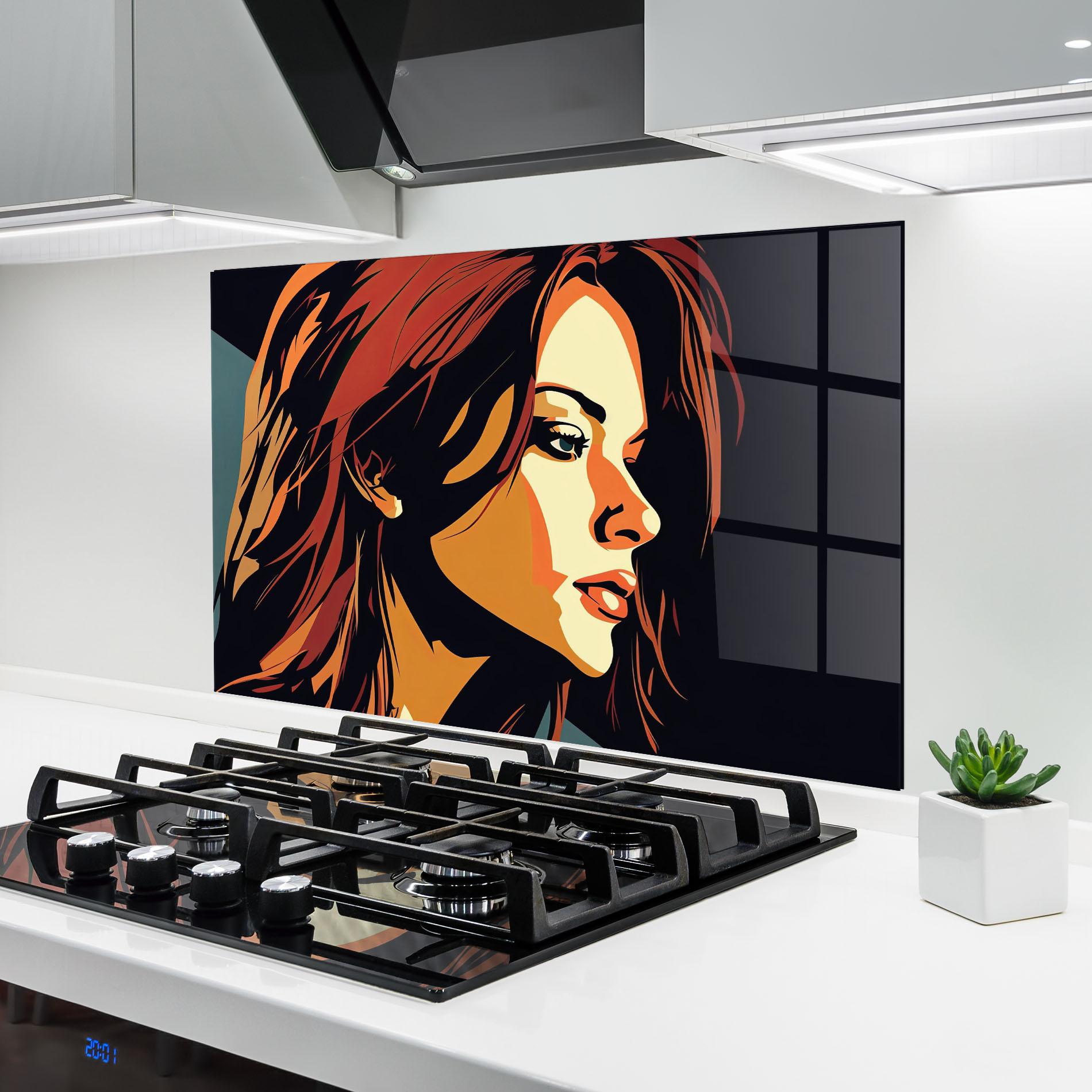 Panou Sticla Bucatarie Brown Pop Hair mockup 6