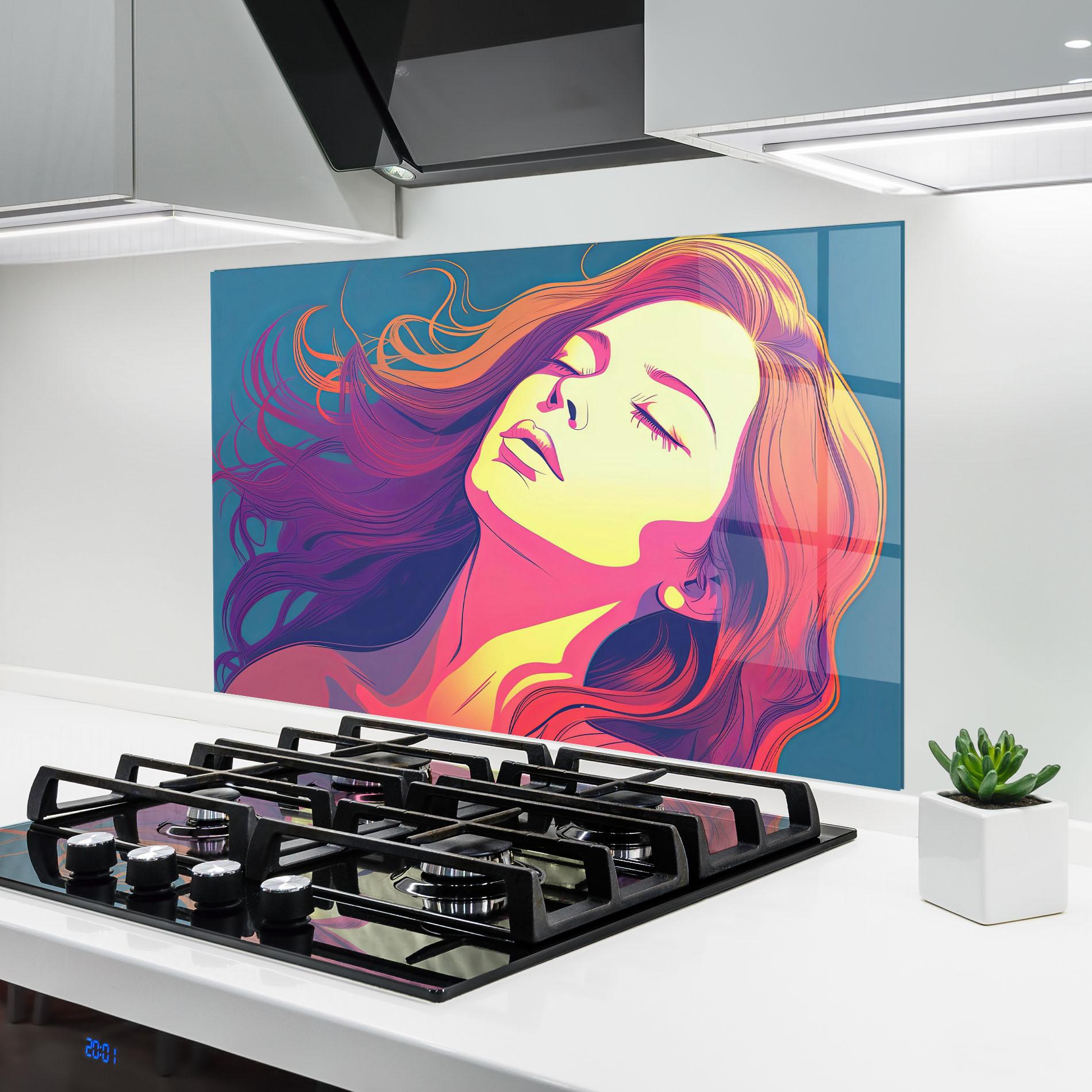Panou Sticla Bucatarie Long Pop Hair mockup 6