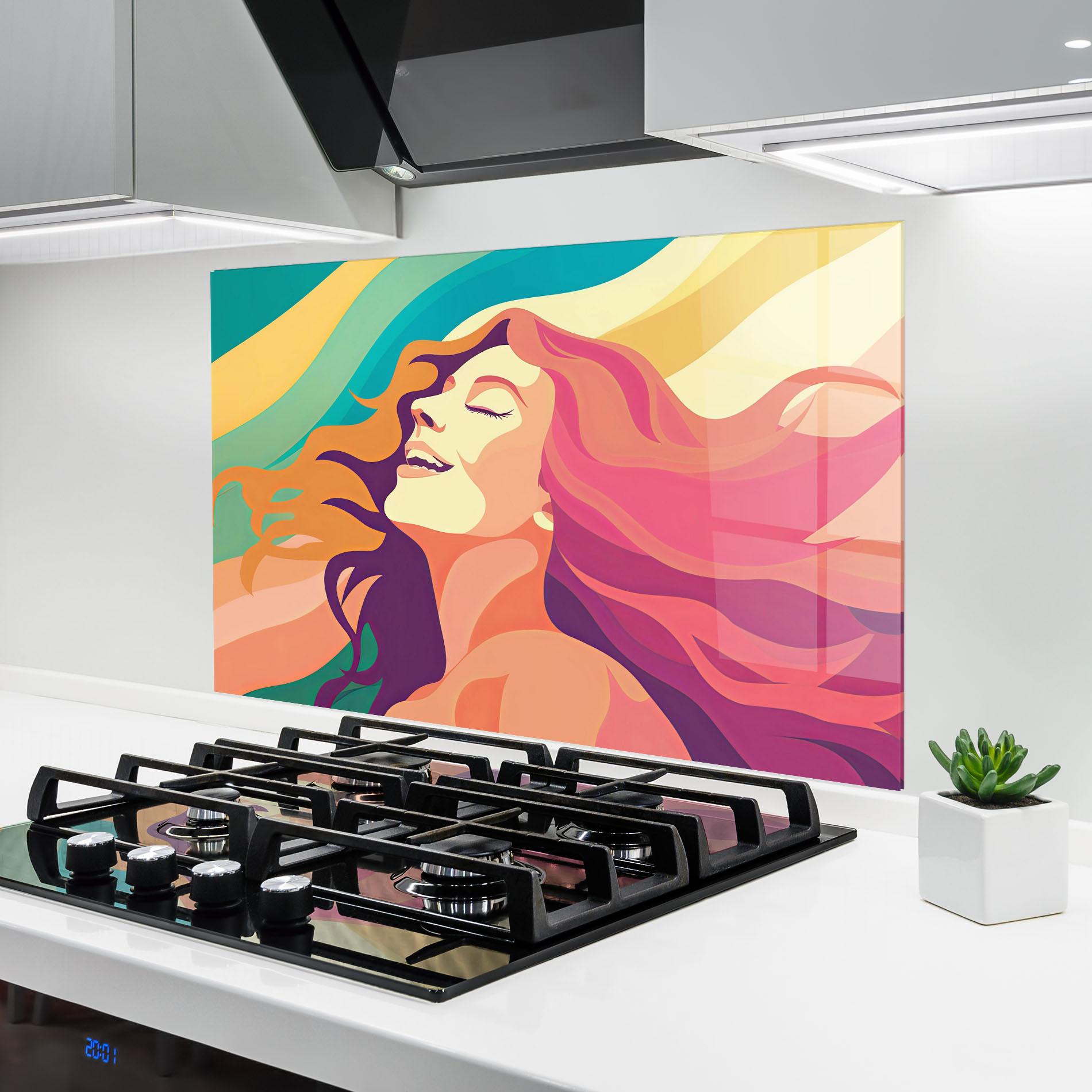 Panou Sticla Bucatarie Pink Pop Hair mockup 6