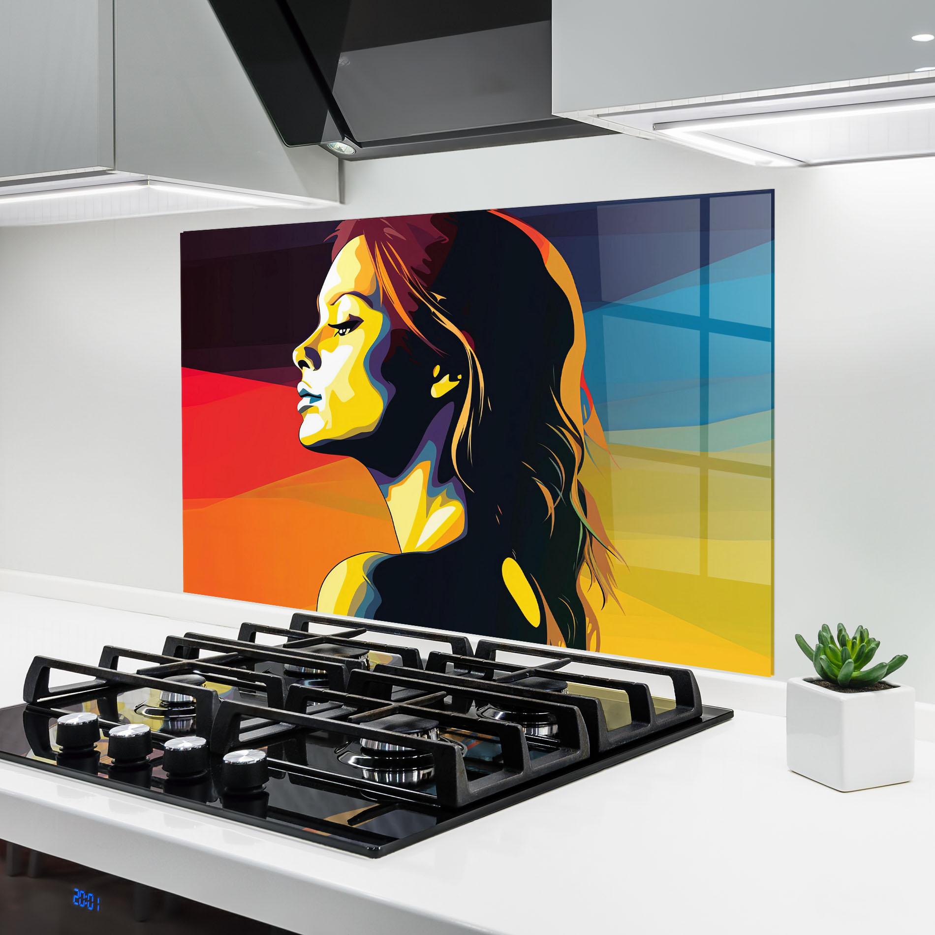 Panou Sticla Bucatarie Yellow Light Pop Art mockup 6