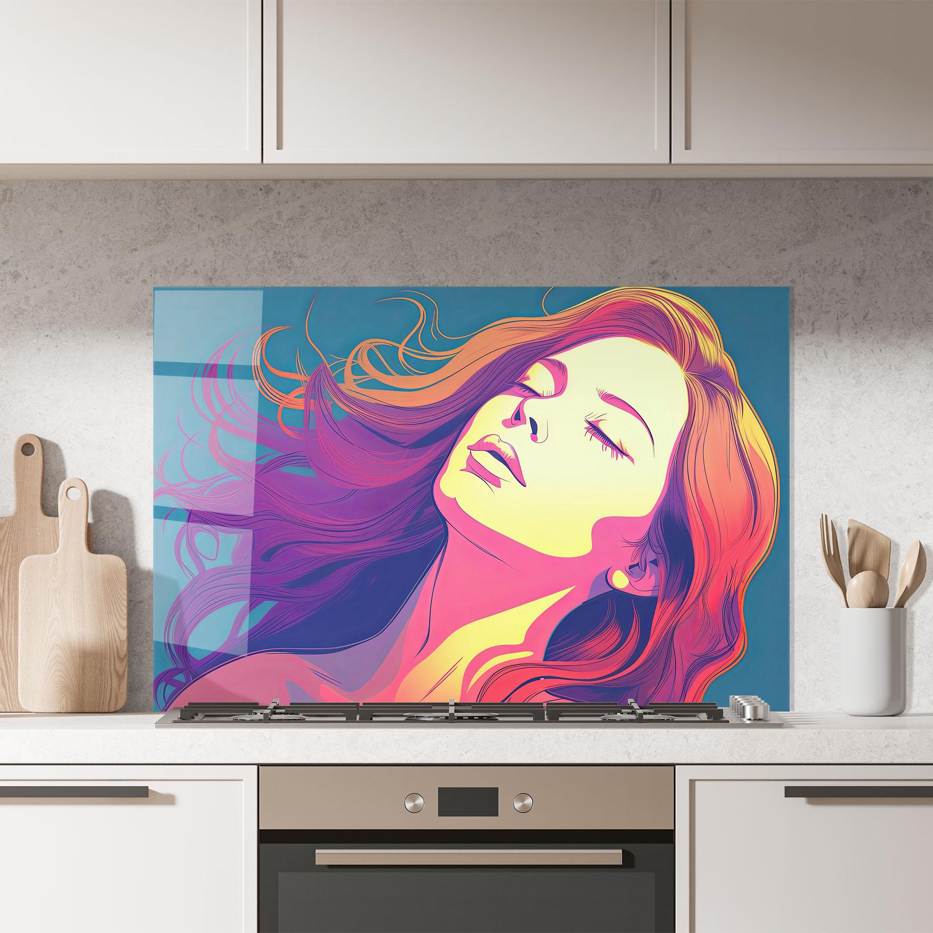 Panou Sticla Bucatarie Long Pop Hair mockup 7