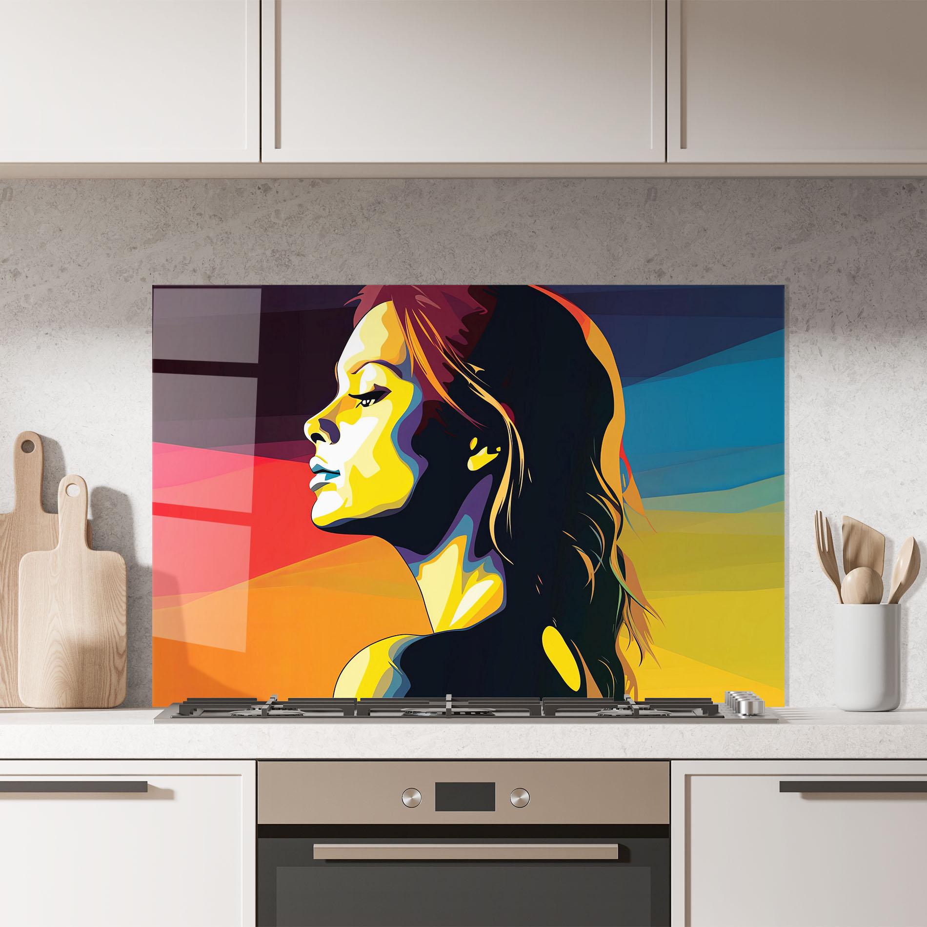 Panou Sticla Bucatarie Yellow Light Pop Art mockup 7