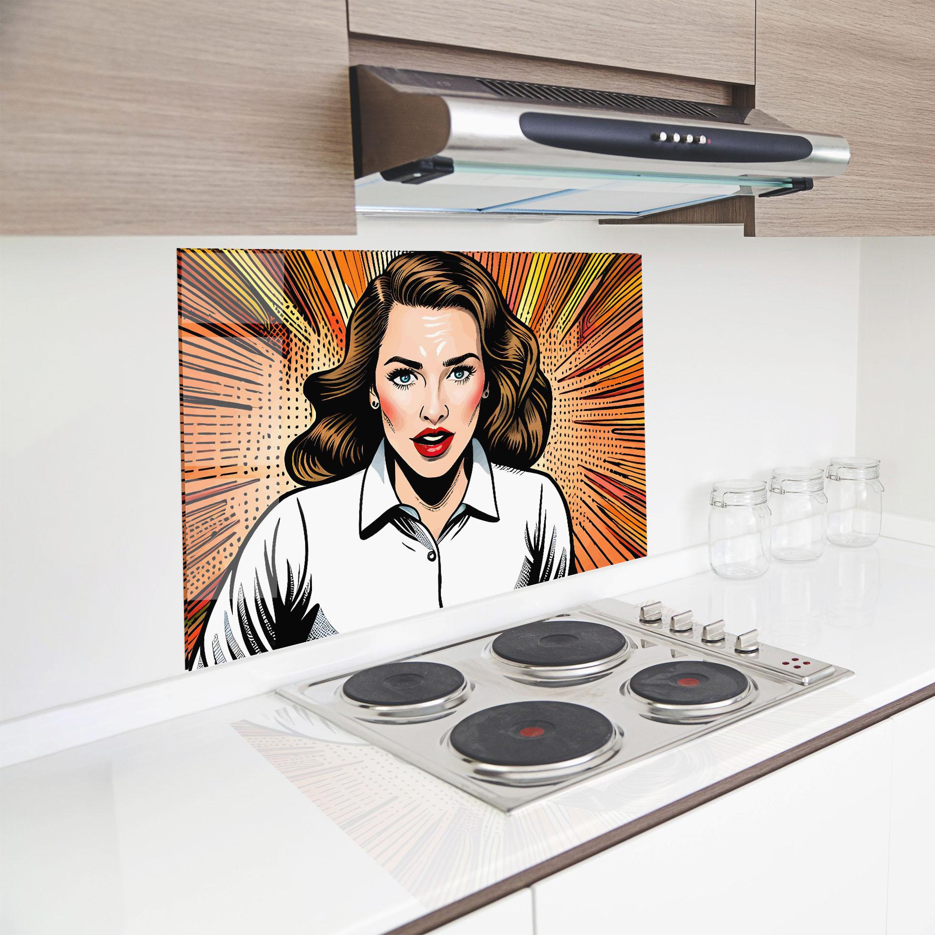 Panou Sticla Bucatarie Blue Eye Pop Art mockup 8