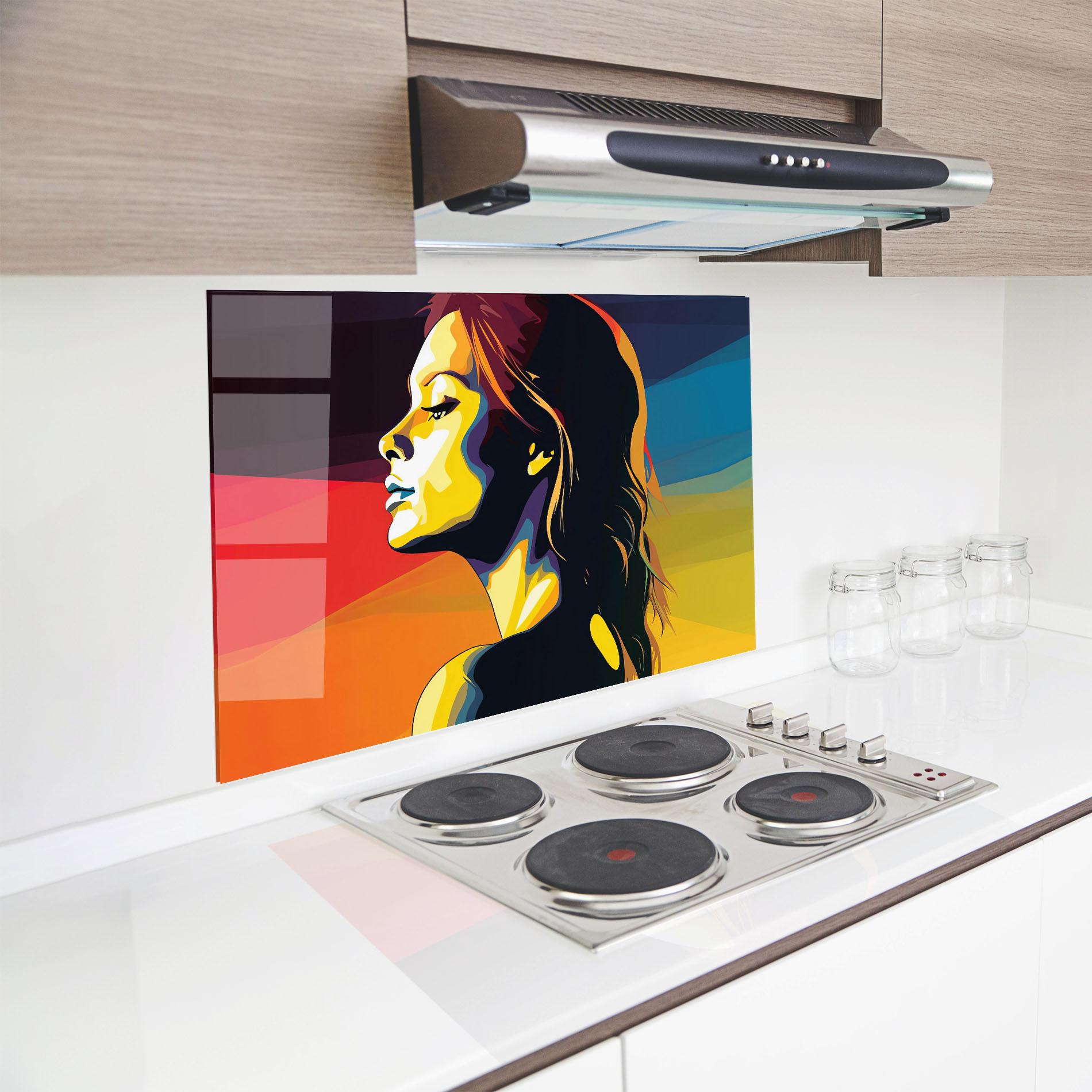 Panou Sticla Bucatarie Yellow Light Pop Art mockup 8