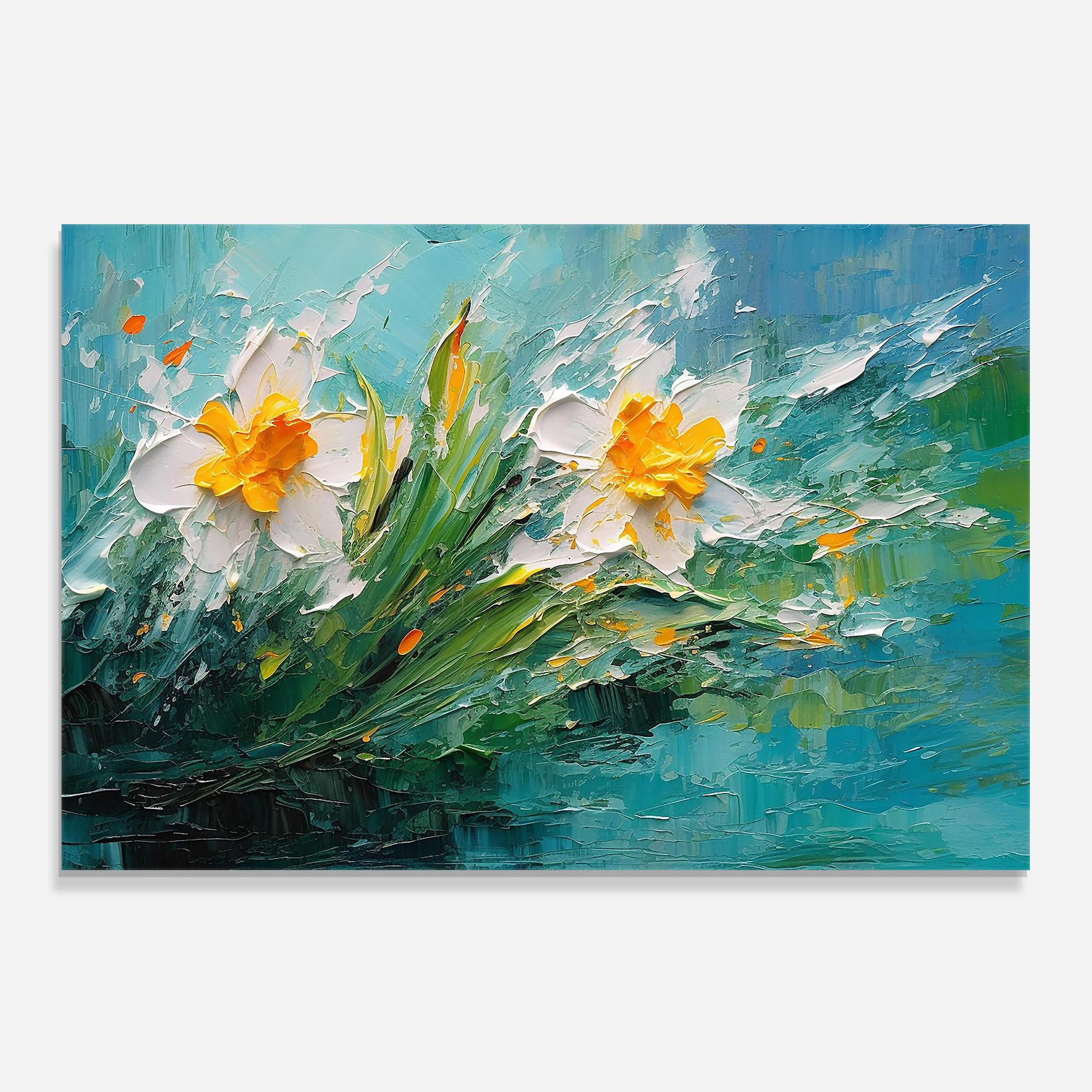 Panou Sticla Bucatarie Abstract Flower Painting mockup 0
