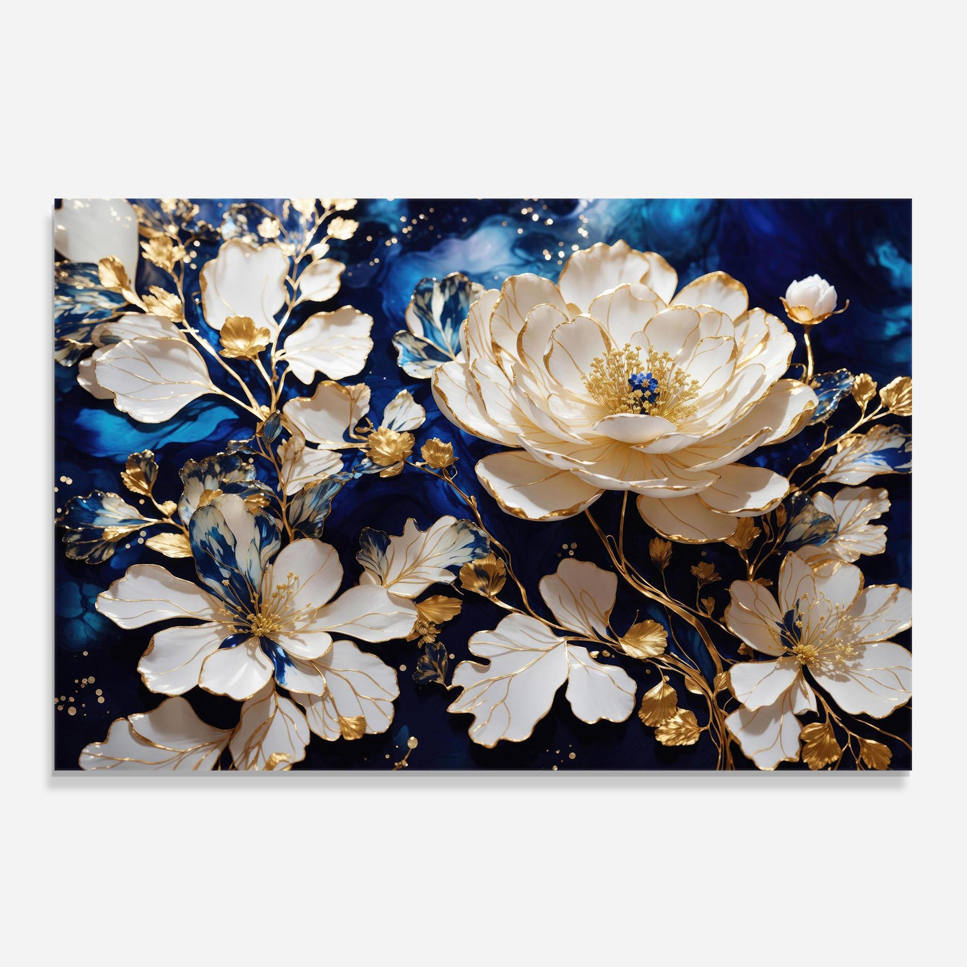 Panou Sticla Bucatarie Beautiful Golden White Rose mockup 0