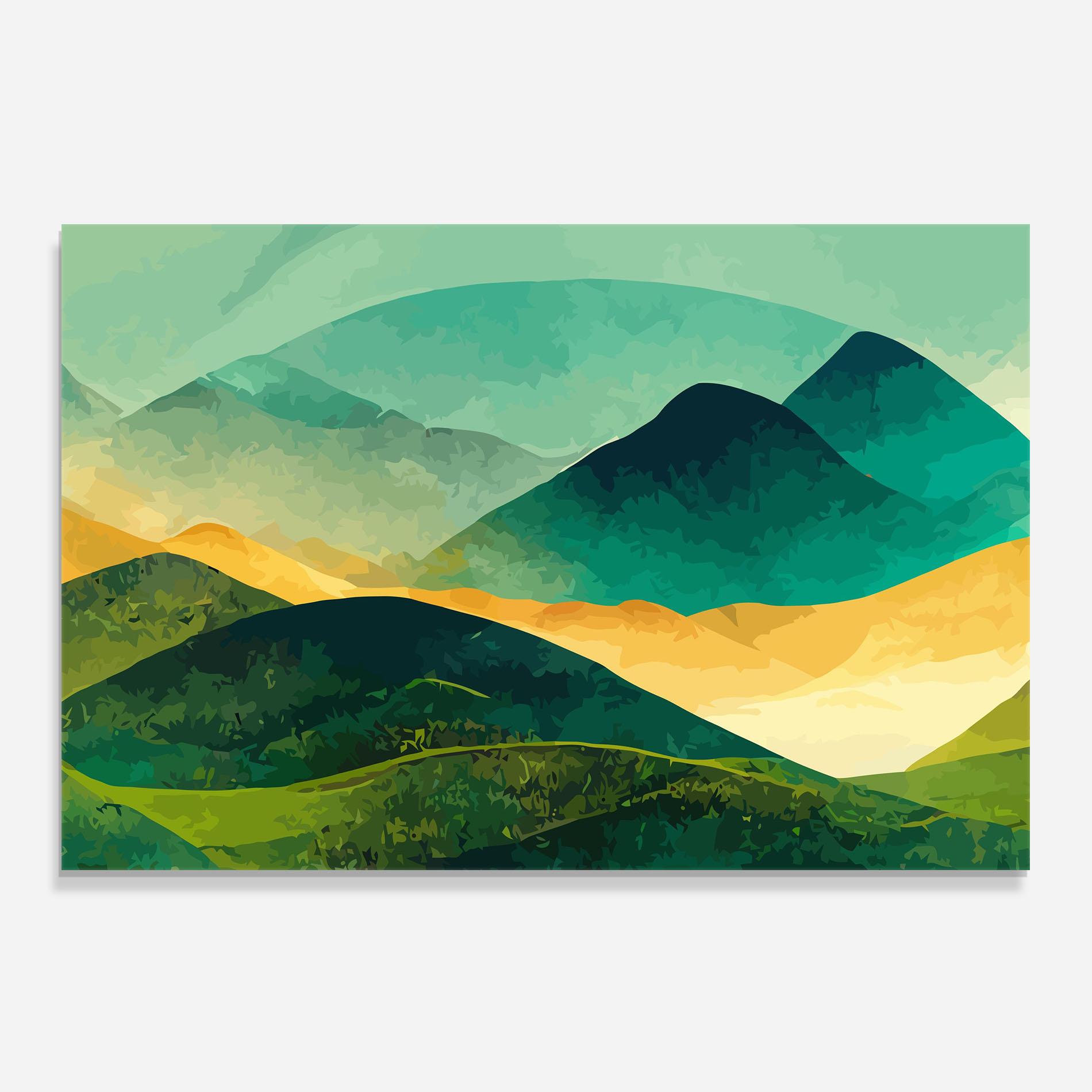 Panou Sticla Bucatarie Green Art Mountain mockup 0