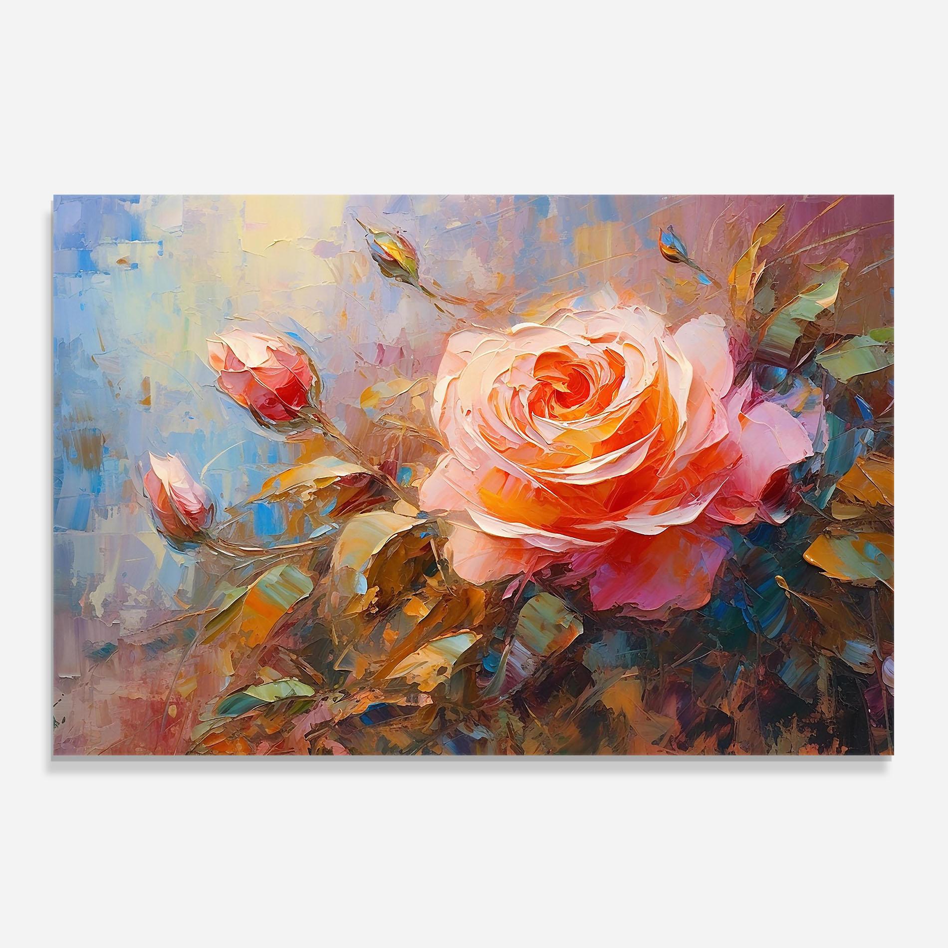 Panou Sticla Bucatarie Light Pink Rose Art mockup 0