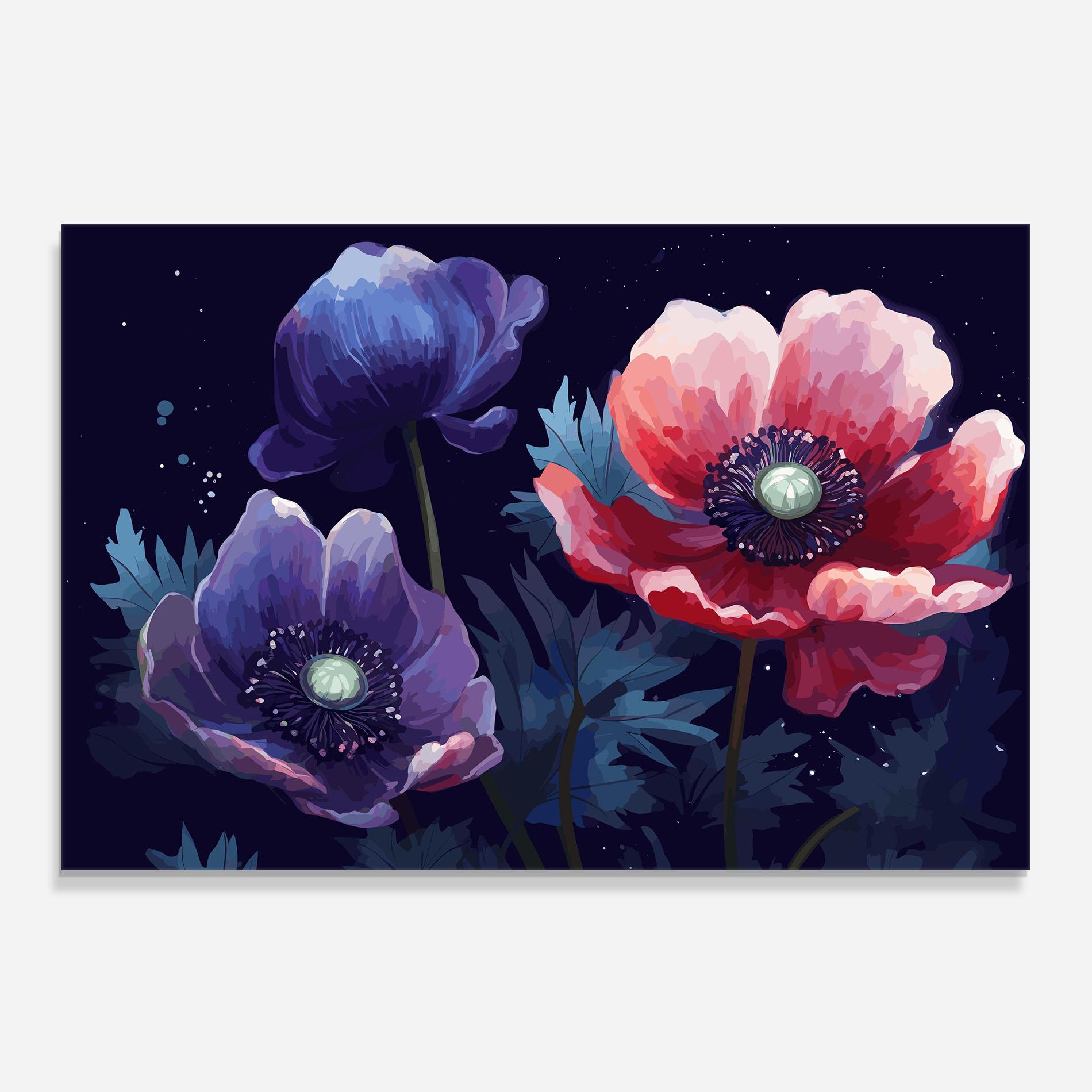 Panou Sticla Bucatarie Night Poppy Art mockup 0