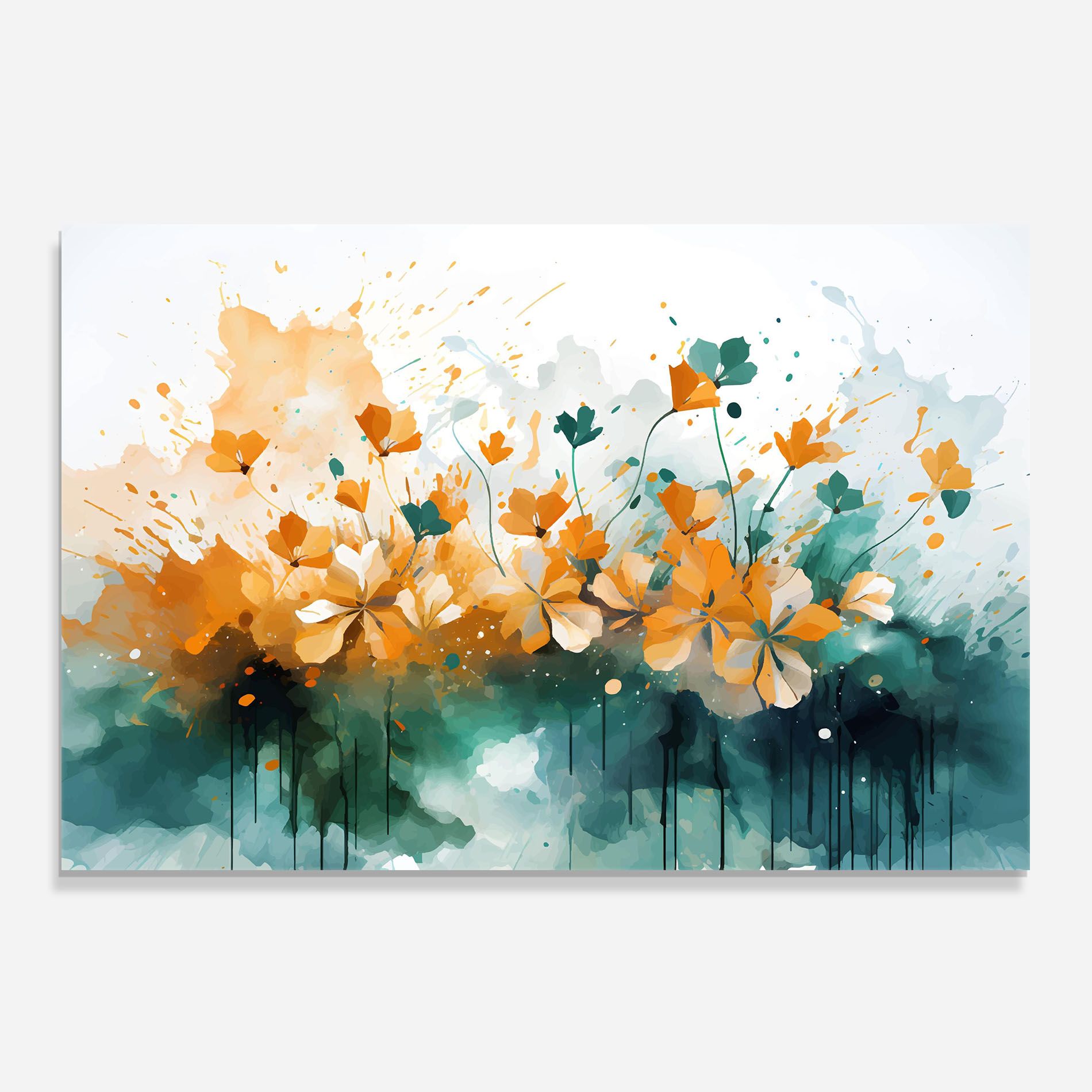 Orange Green Flowers mockup 0