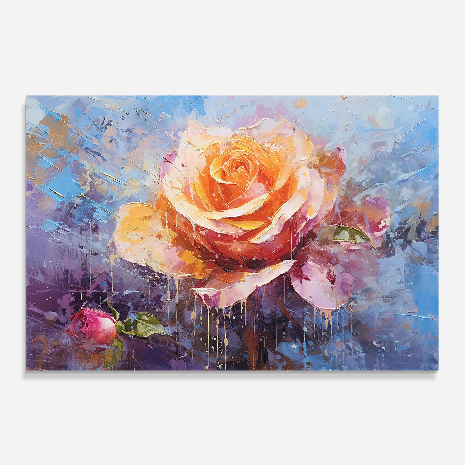 Panou Sticla Bucatarie Orange Pink Peony Art mockup 0