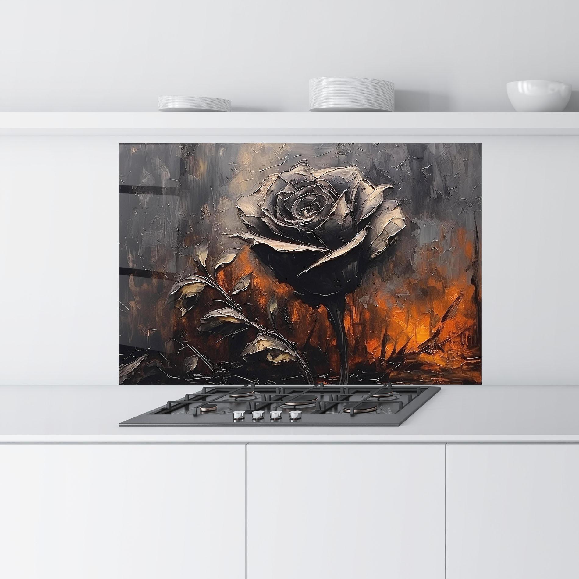 Panou Sticla Bucatarie Black Rose Art mockup 9