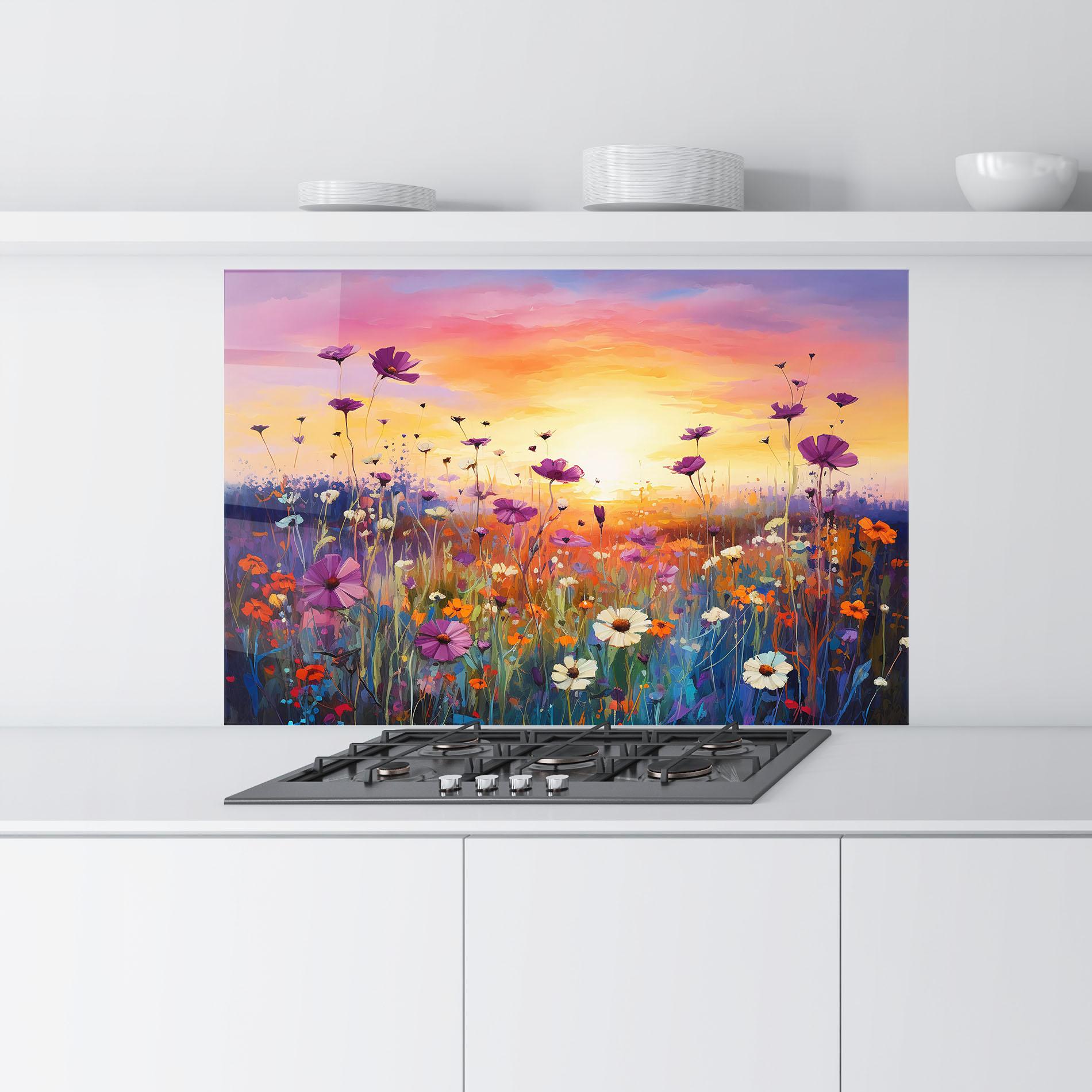 Panou Sticla Bucatarie Dreamy Field Flowers mockup 9