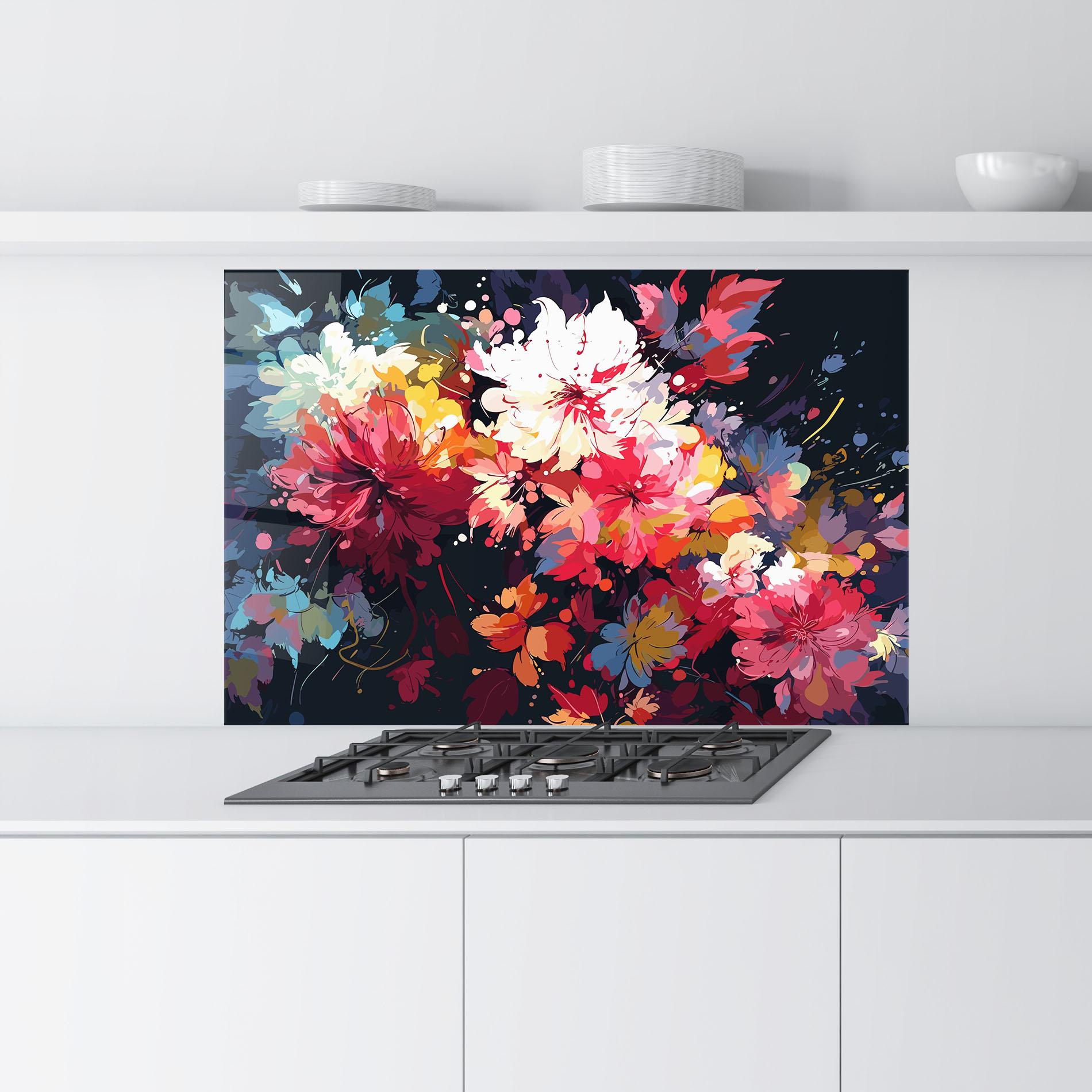 Panou Sticla Bucatarie Flower Art Texture mockup 9