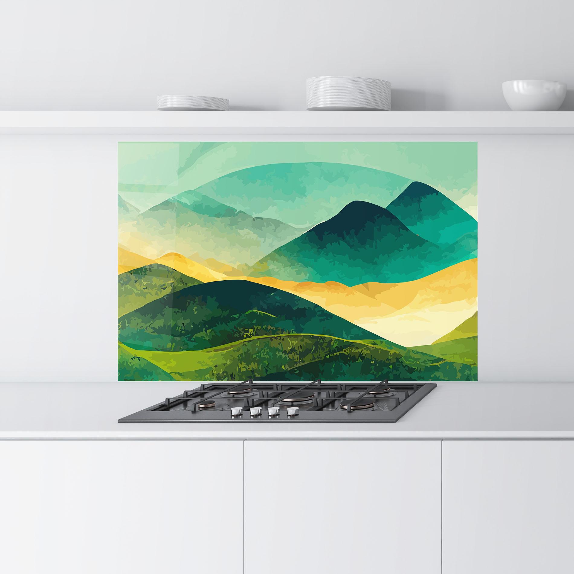 Panou Sticla Bucatarie Green Art Mountain mockup 9