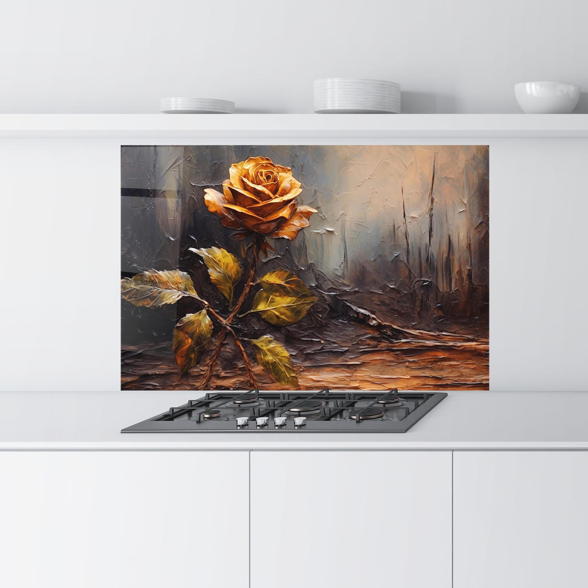 Panou Sticla Bucatarie Orange Rose Art mockup 9