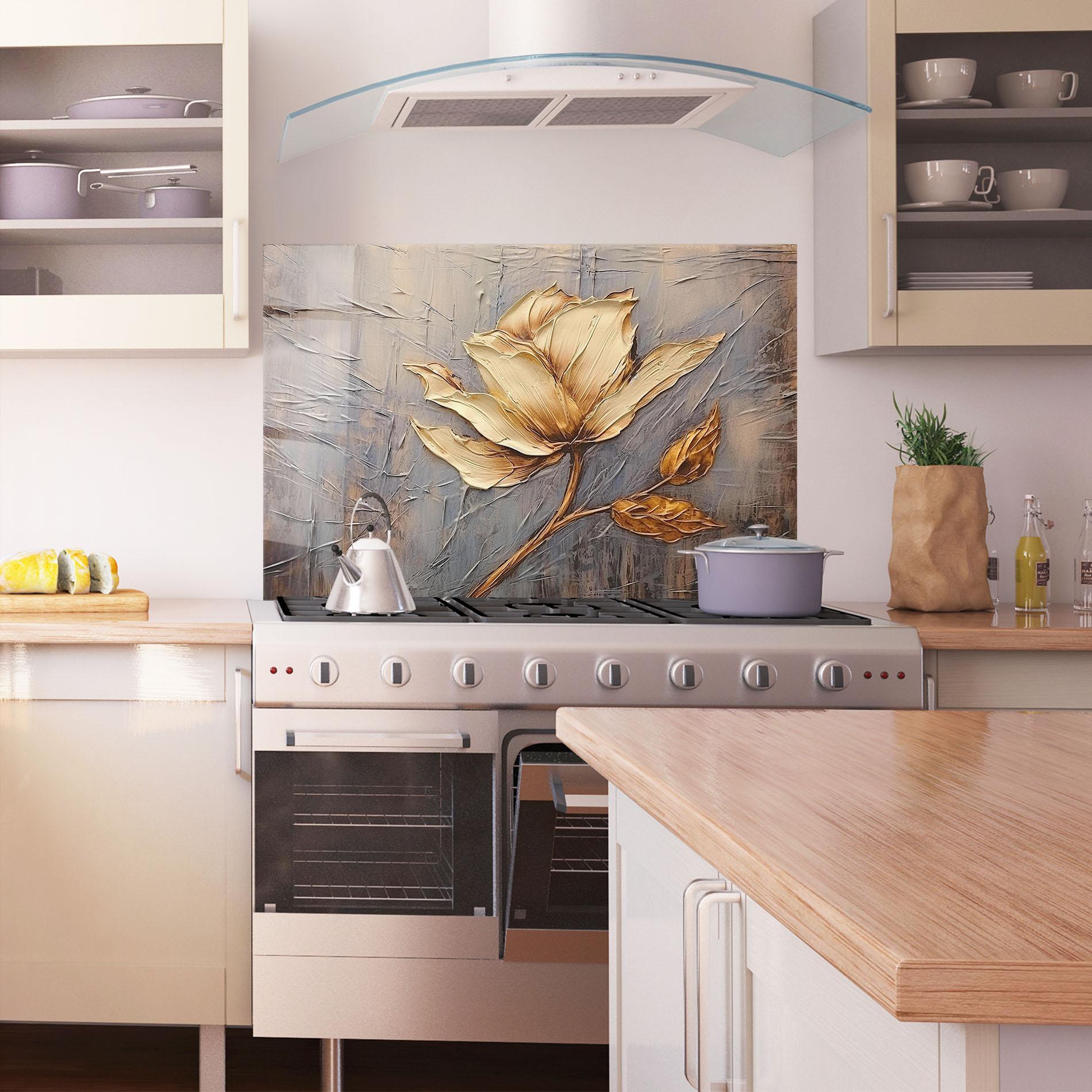 Panou Sticla Bucatarie Cream Rose On Blue mockup 1