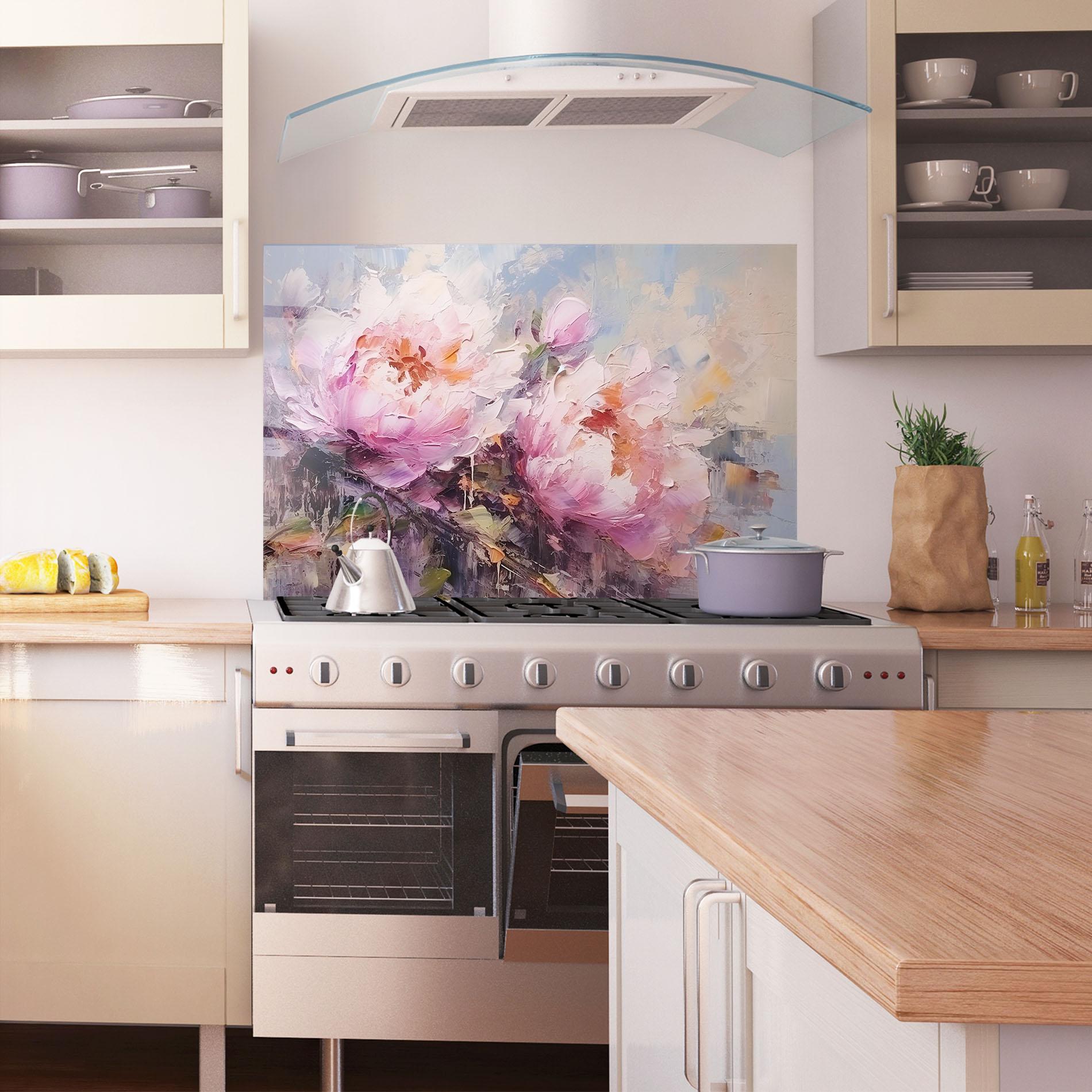 Panou Sticla Bucatarie Peony Art mockup 1