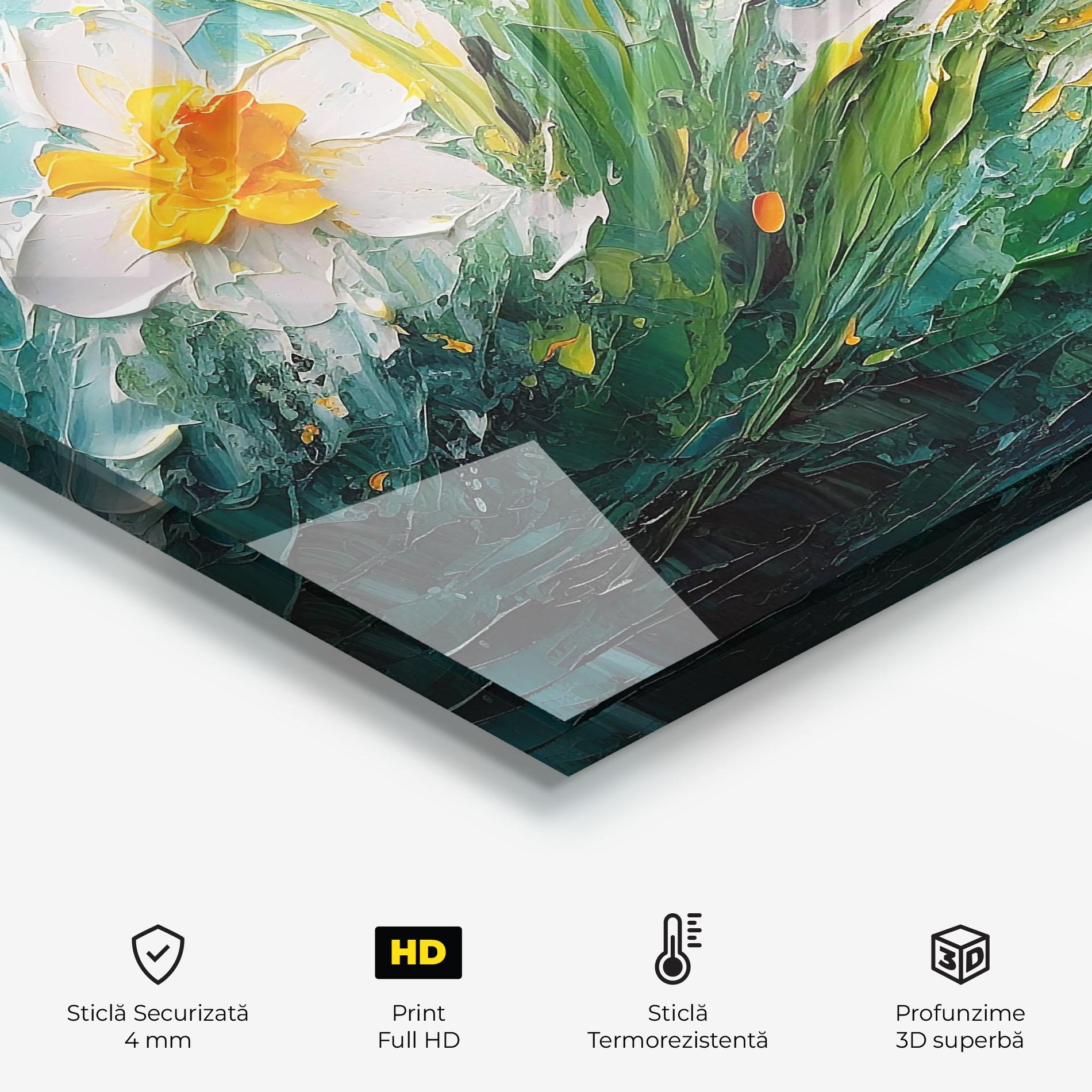 Panou Sticla Bucatarie Abstract Flower Painting mockup 2