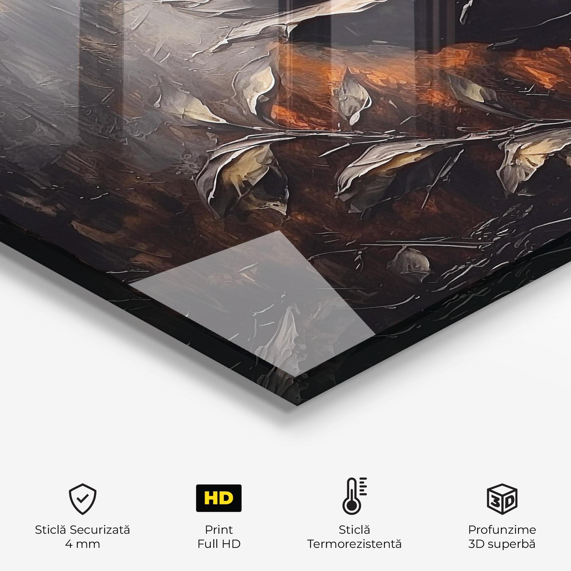 Panou Sticla Bucatarie Black Rose Art mockup 2