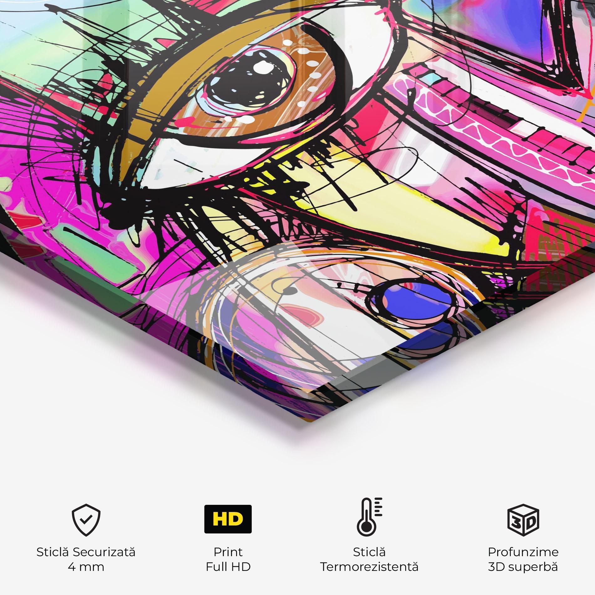 Panou Sticla Bucatarie Color Mix Eyes mockup 2