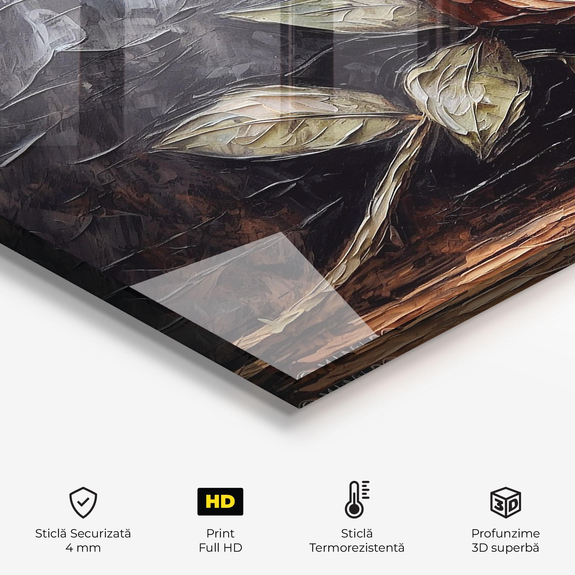 Panou Sticla Bucatarie Dirty Red Rose Art mockup 2