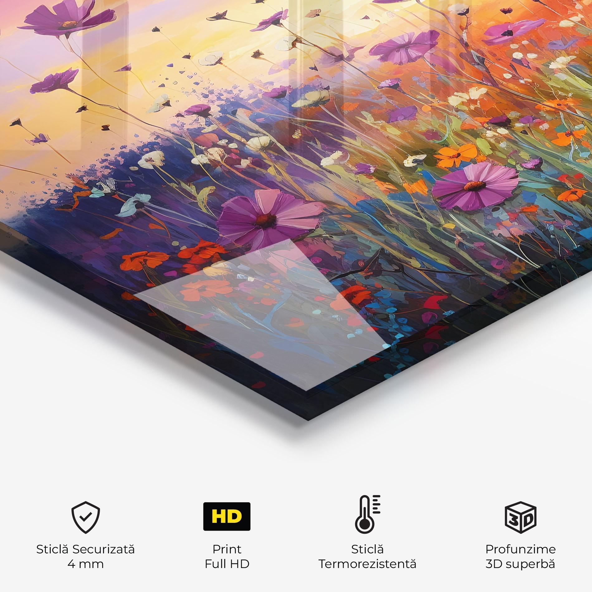 Panou Sticla Bucatarie Dreamy Field Flowers mockup 2