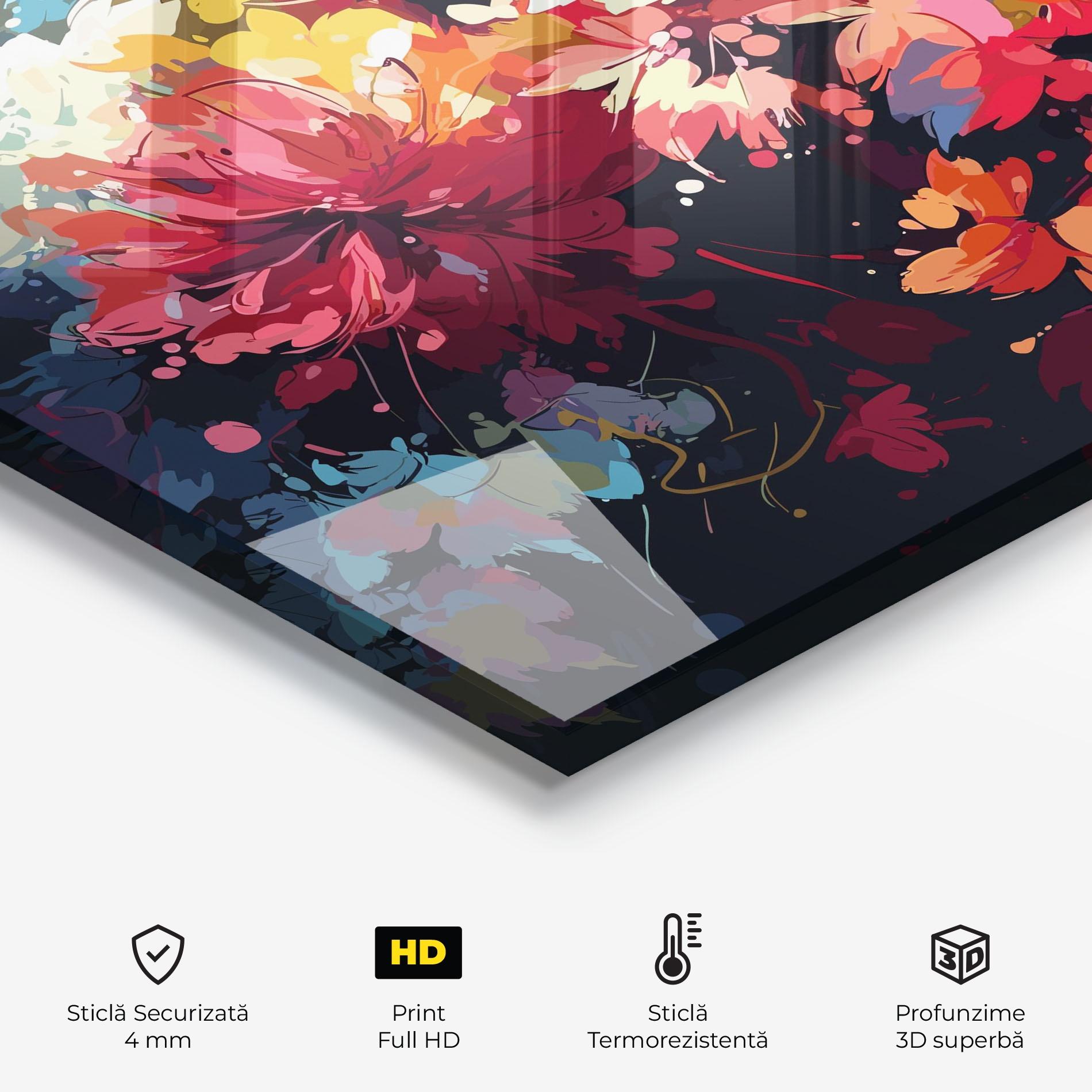 Panou Sticla Bucatarie Flower Art Texture mockup 2