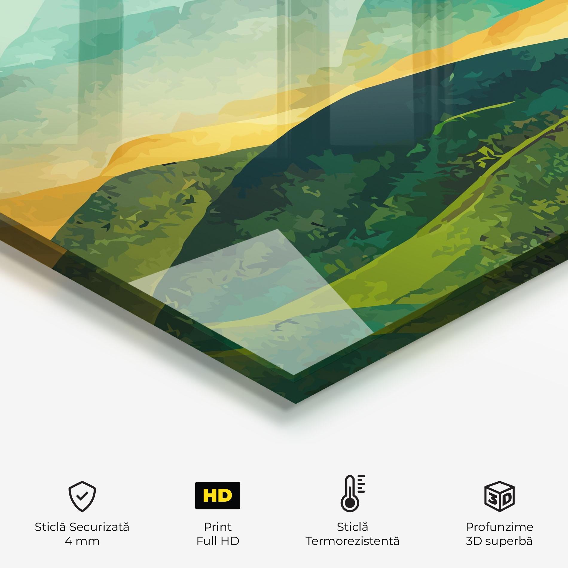 Panou Sticla Bucatarie Green Art Mountain mockup 2