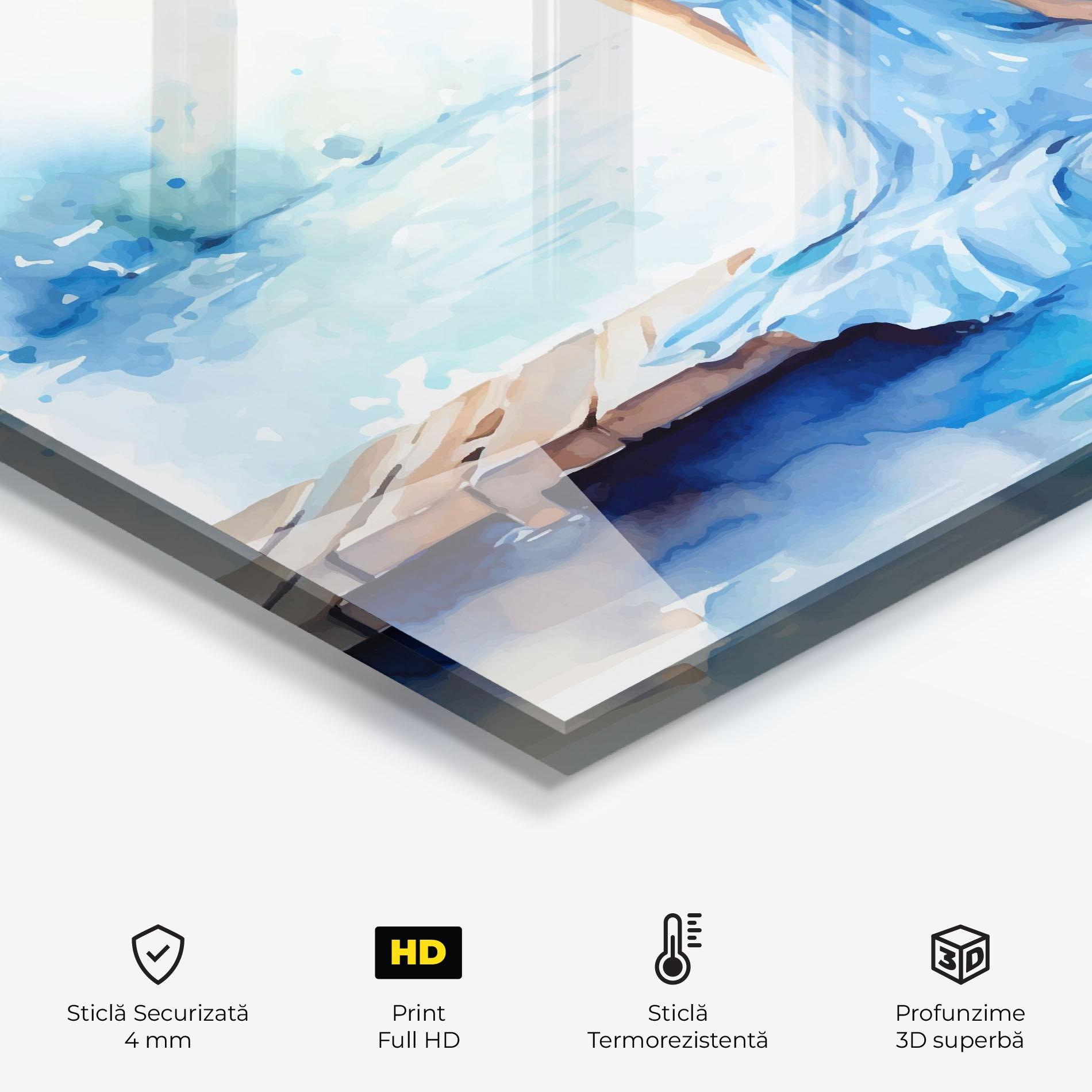 Panou Sticla Bucatarie Lake Blue Woman mockup 2