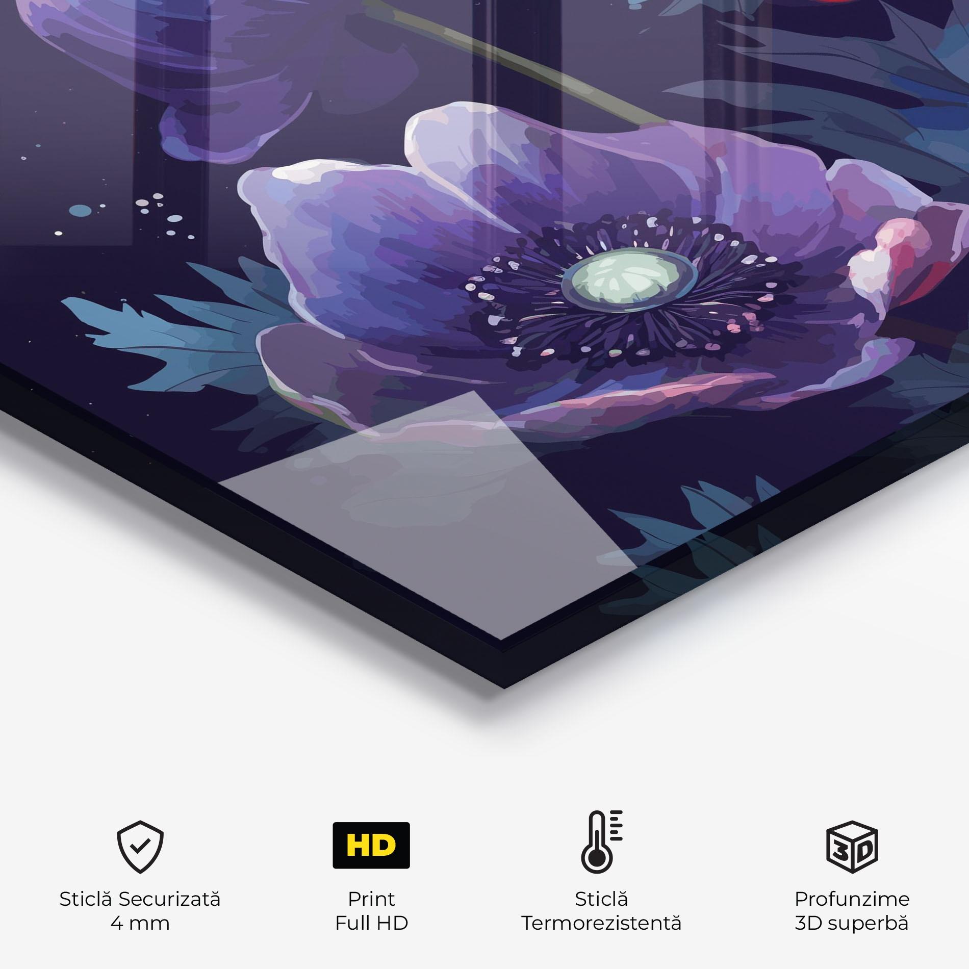 Panou Sticla Bucatarie Night Poppy Art mockup 2