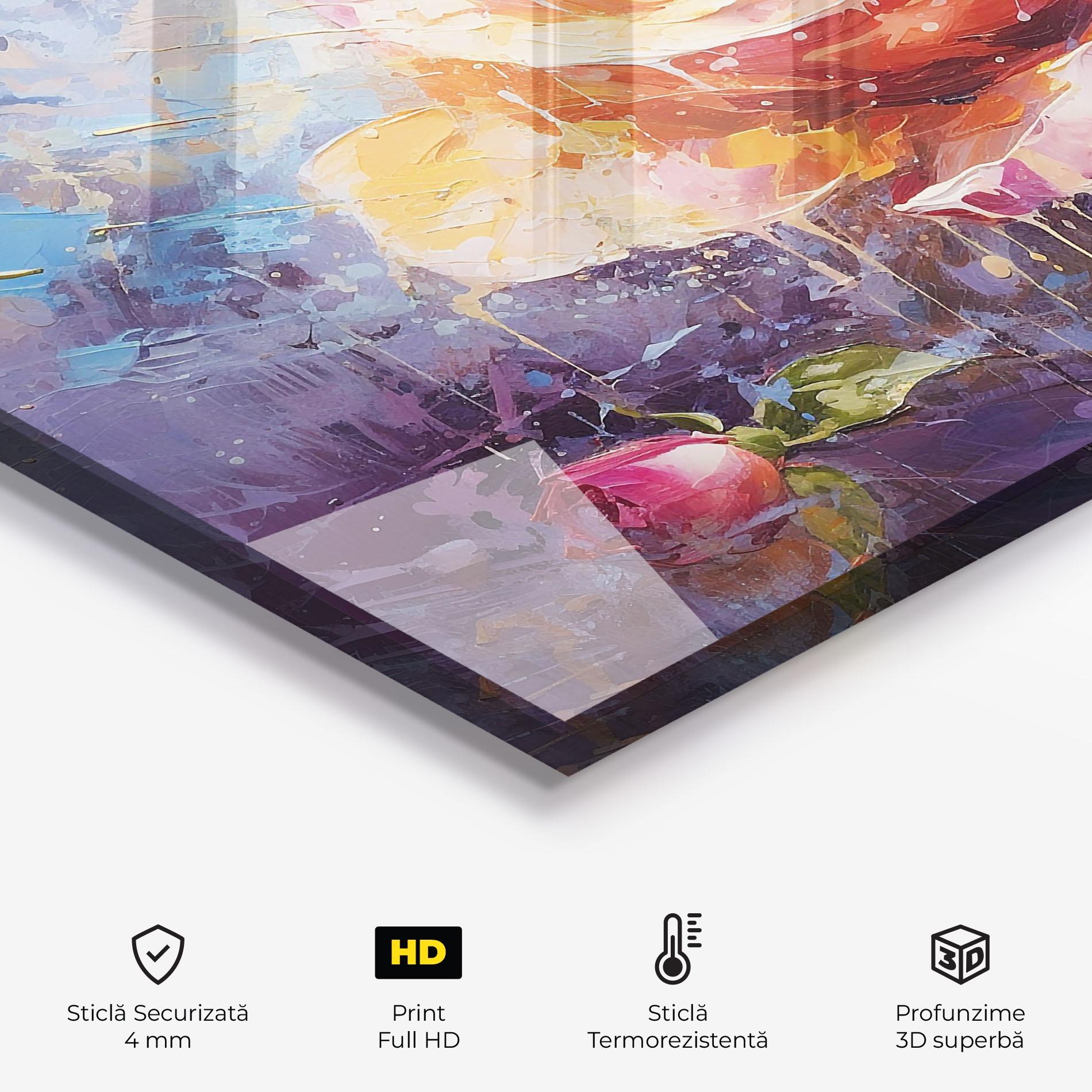 Panou Sticla Bucatarie Orange Pink Peony Art mockup 2