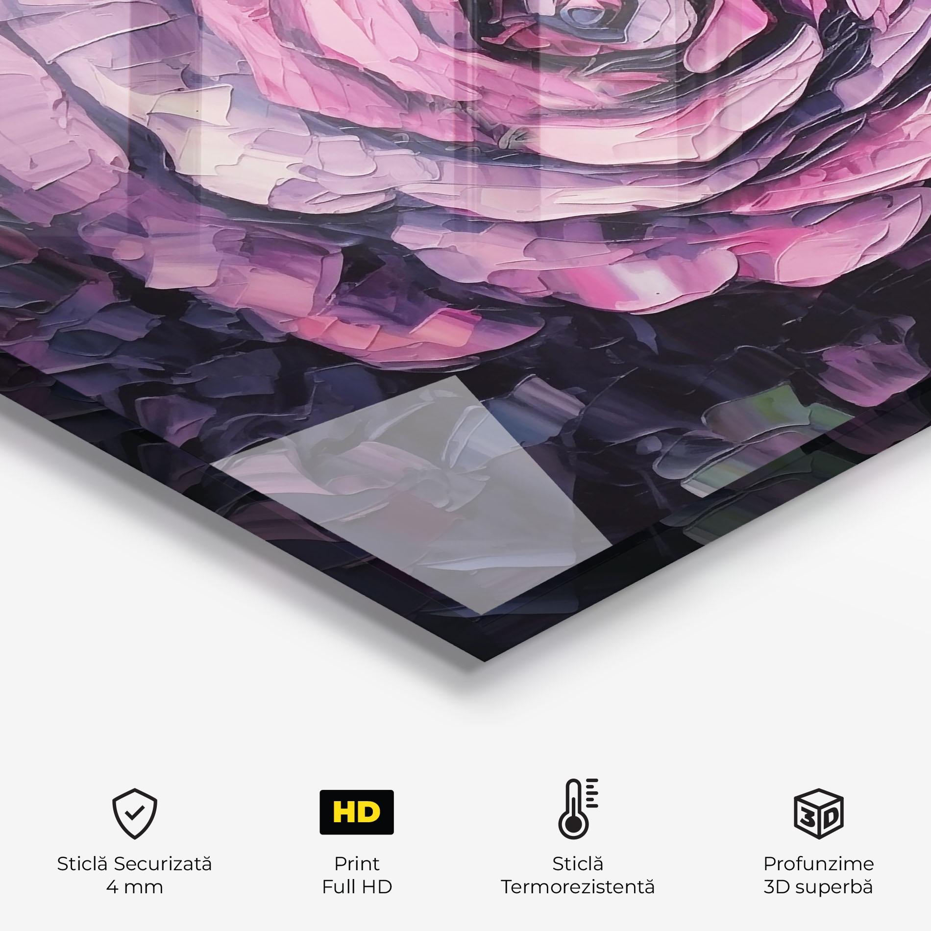 Panou Sticla Bucatarie Pretty Purple Rose Art mockup 2